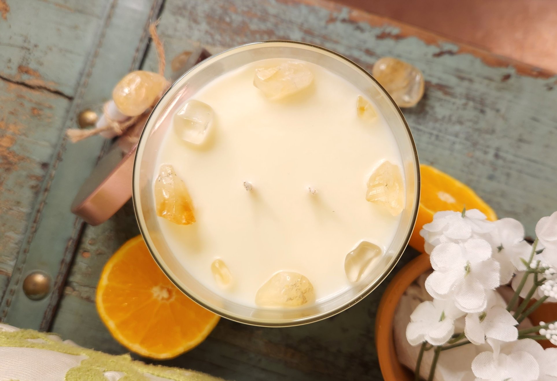 Summer Mornings Citrine Soy Candle Made and Farmed in USA non-toxic