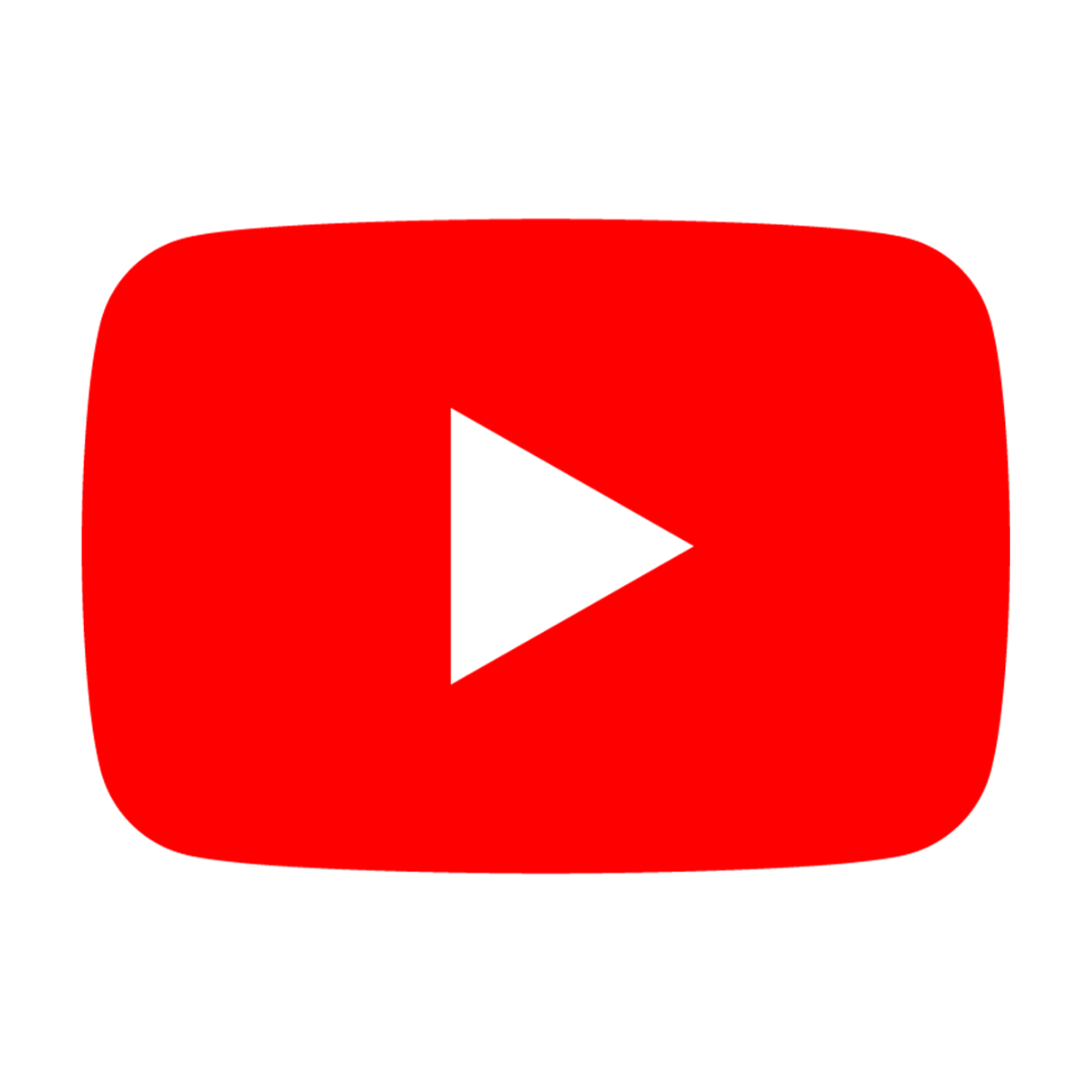 YouTube play button icon with a red rounded rectangle background and a white triangle in the center.