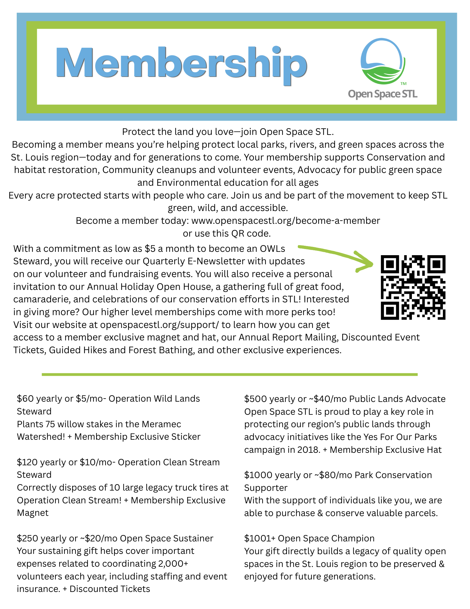 MEMBERSHIP — Open Space STL