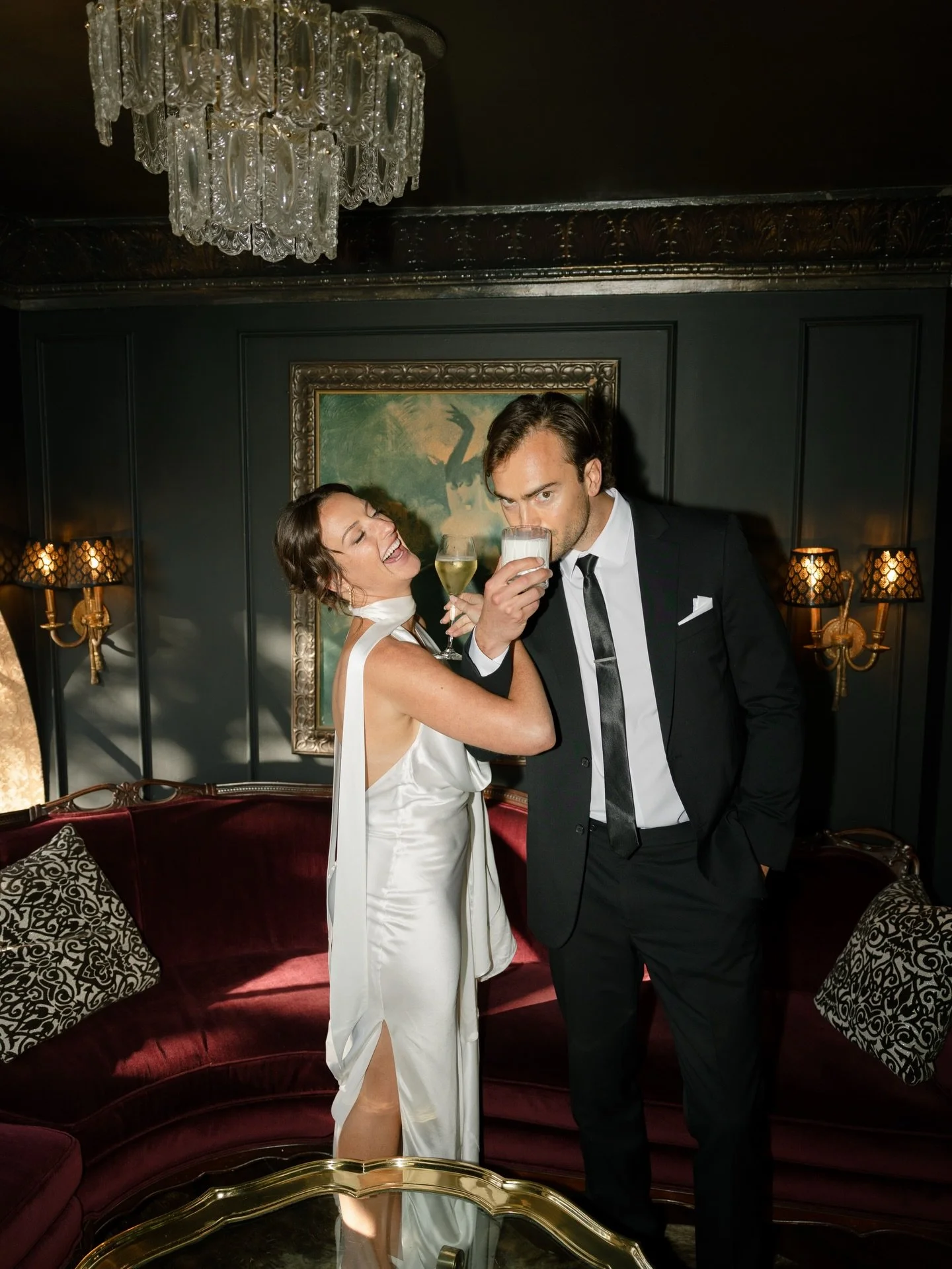 WILD LOVE WITH THESE BABES! Shout-out to the first time in my whole 16-year career that he cheered her with a glass of milk while she drank champagne. This goes back to their first date where he ordered a glass of milk and she got a cocktail and the 