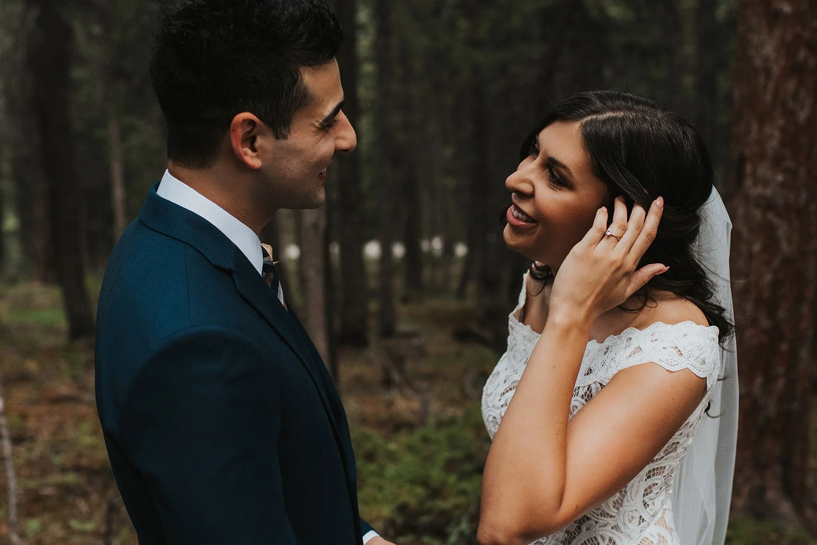 Bride and Groom Wedding Portrait Edmonton Forest 