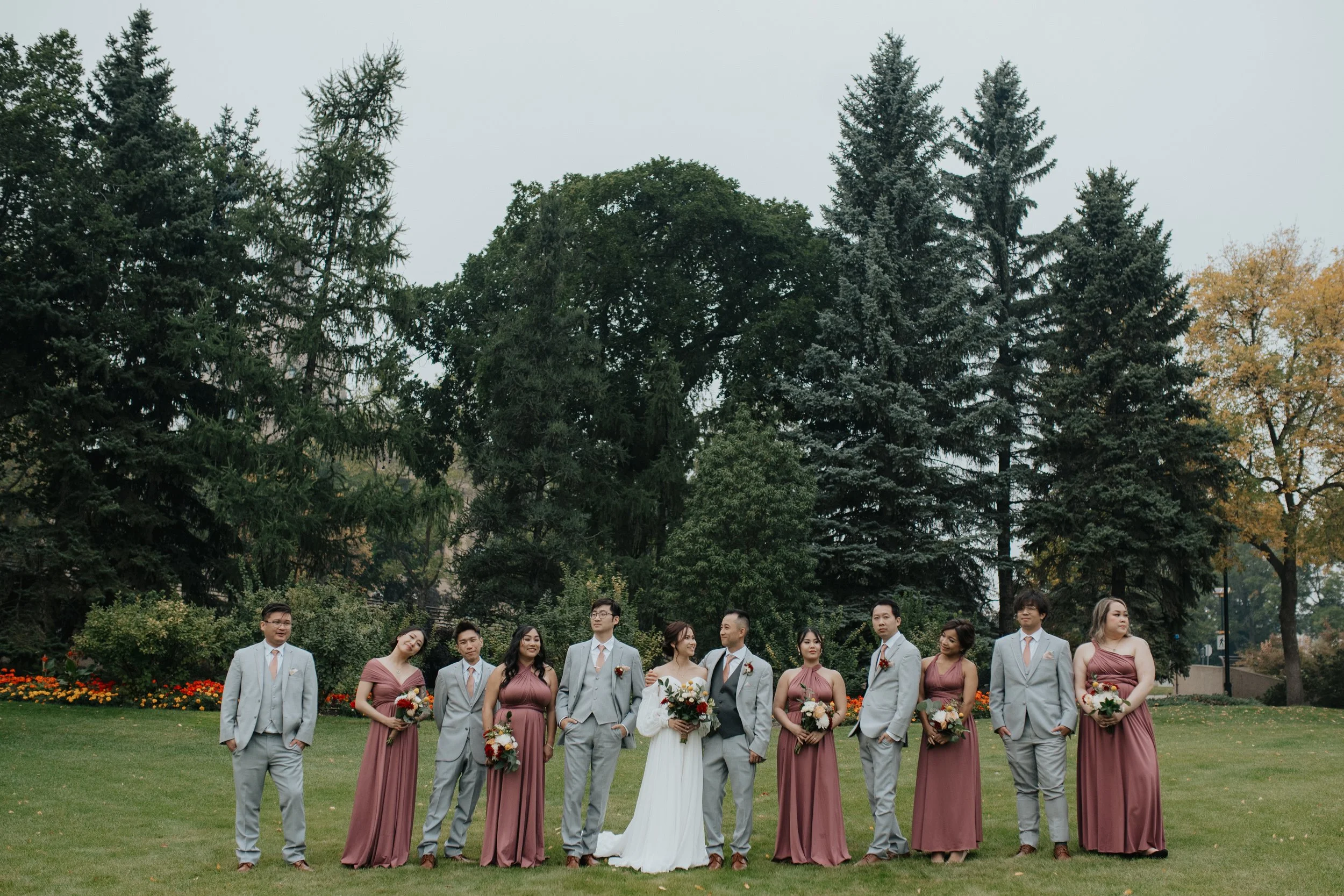 Wedding Party Portraits Edmonton Fall Ceremony Photography