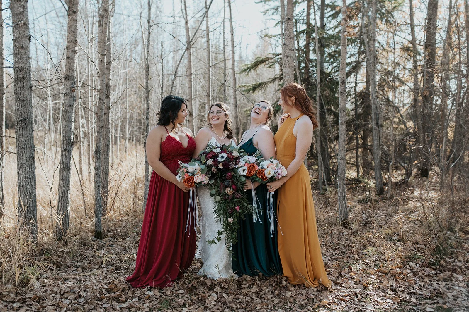 Edmonton fall wedding bridal party wedding party Photography