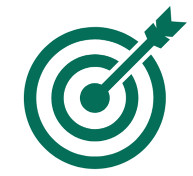 A target with concentric circles and an arrow hitting the bullseye.
