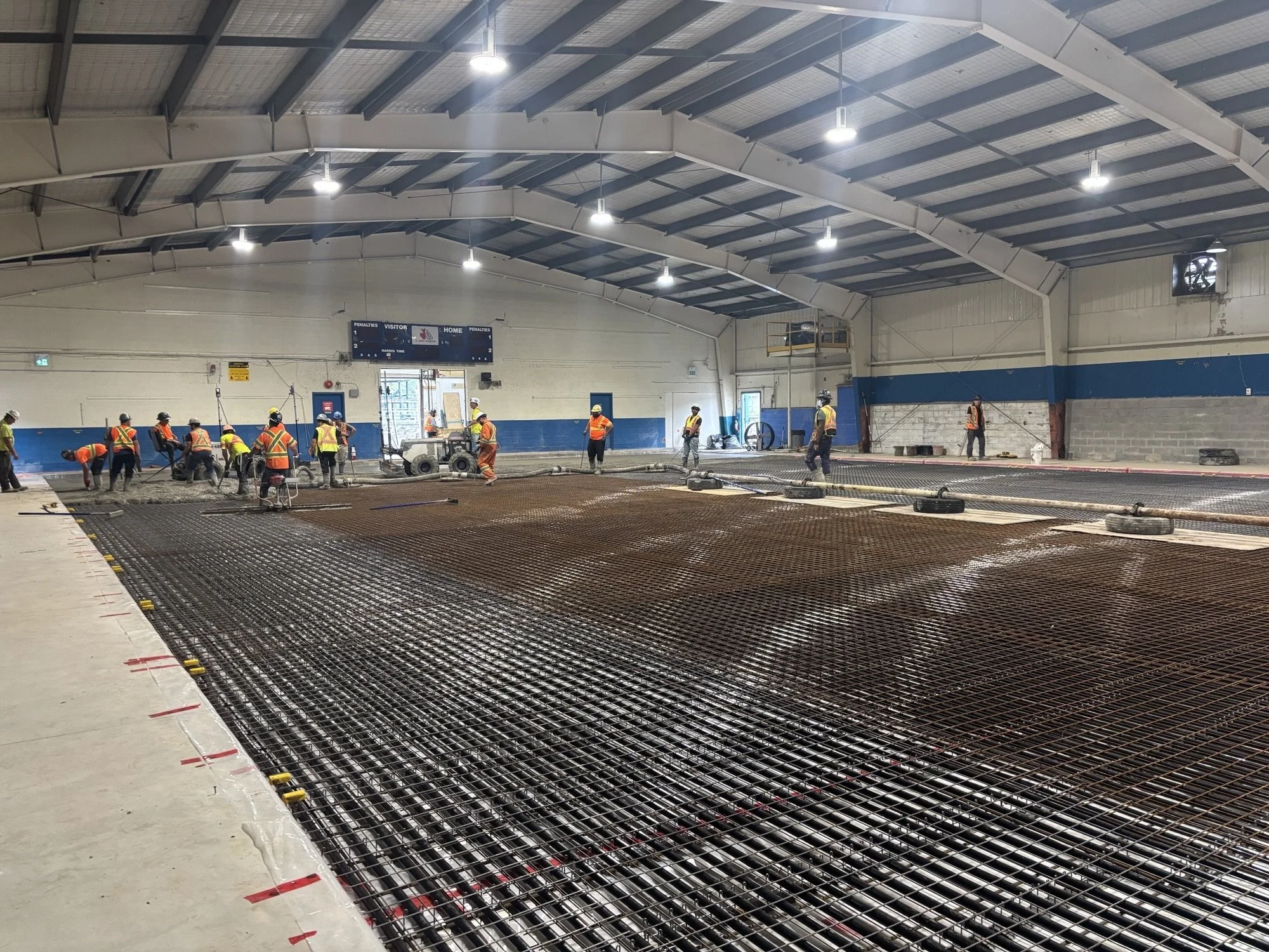 Completed In-Floor Refrigeration and Concrete Being Poured