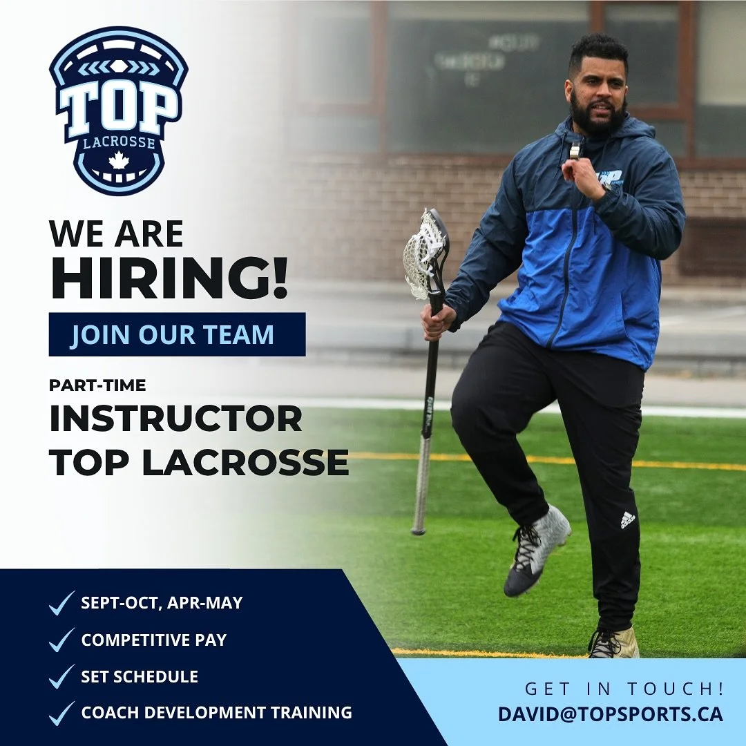 🚨 TOP Lacrosse is HIRING!🚨

🥍TOP Lacrosse is looking for dedicated, skilled and enthusiastic instructors to lead our Lacrosse programs in Oakville starting this Fall! Our programs range from ages 4-13. 

🫵If you are a passionate, enthusiastic, an