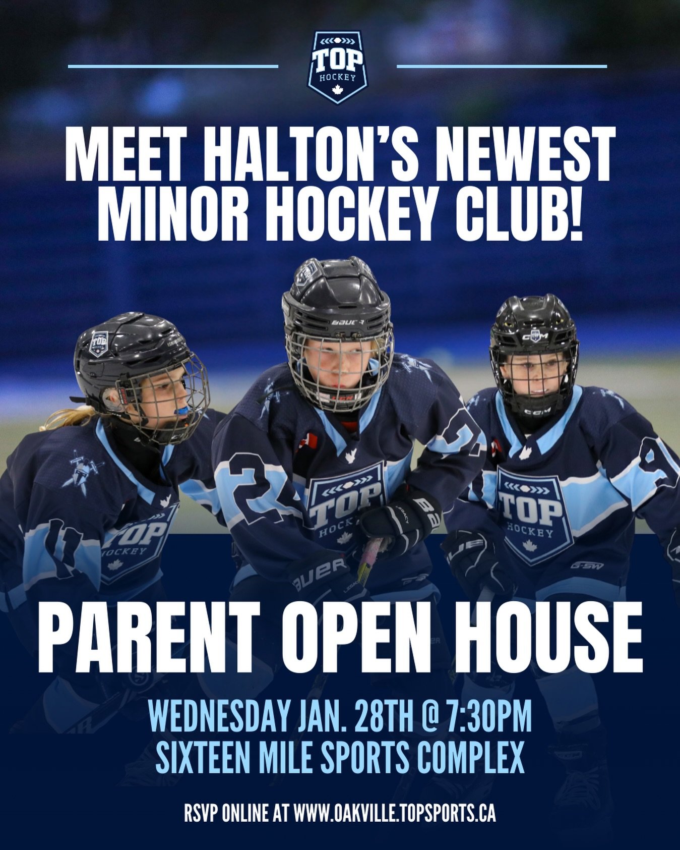 MEET HALTON'S NEWEST CO-ED MINOR HOCKEY CLUB!

Join us on Wednesday January 28th at Sixteen Mile Sports Complex for a TOP Hockey Parent Open House to learn more about how our teams are providing families with a better youth sports experience!
 
Pleas