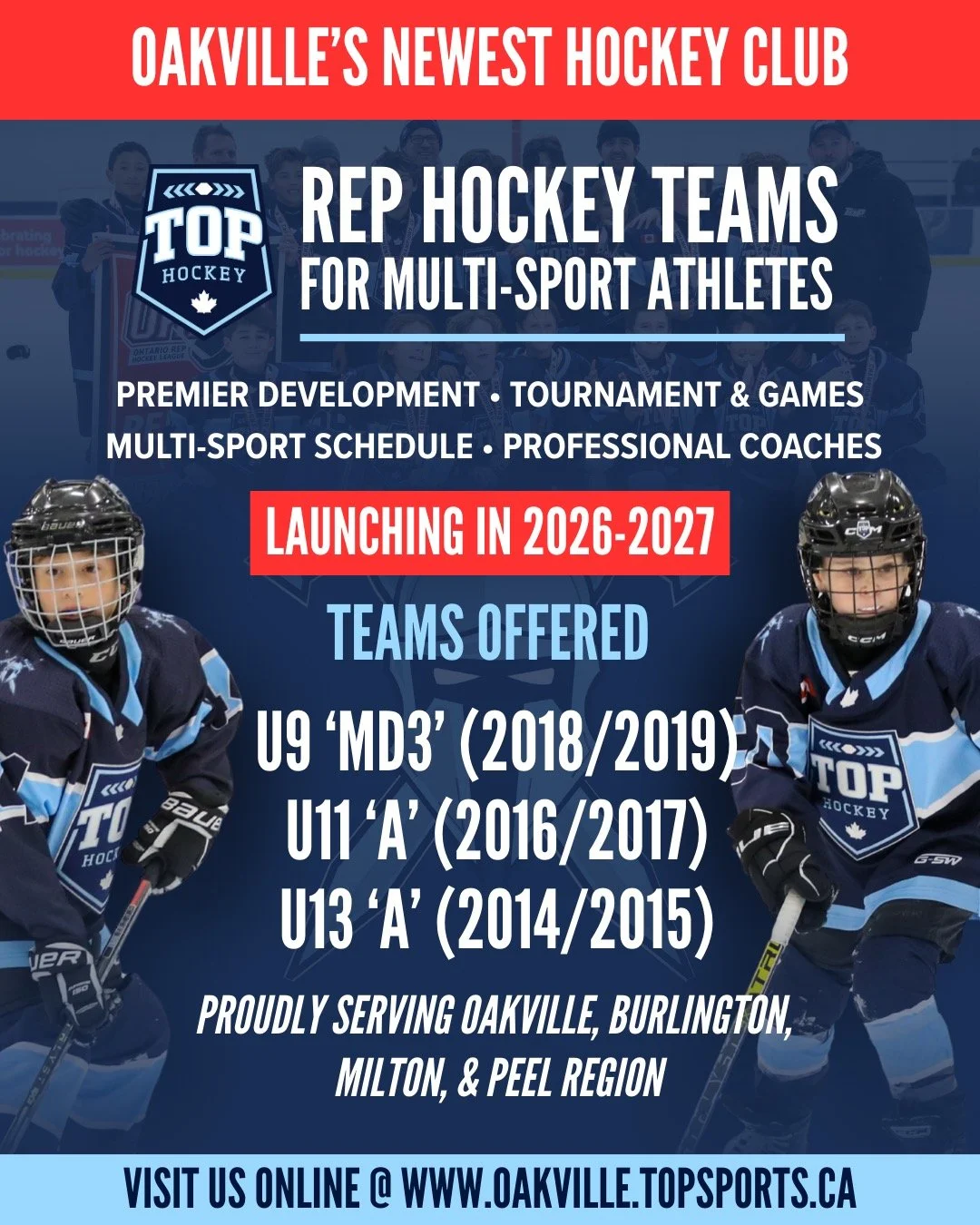 🚨U13 'A' TEAM ADDED DUE TO POPULAR DEMAND🚨

Launching for the 2026-2027 season, TOP Hockey offers the GTA's only multi-sport friendly hockey club, offering kids the chance to balance other sports and still play hockey at a competitive level.

𝗣𝗿?
