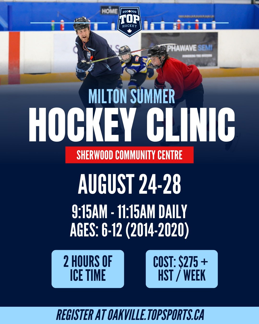 MILTON, TOP SPORTS IS COMING THIS SUMMER! 🔥

Registration for our intensive March Break Clinic is NOW OPEN, running August 24-28 at Sherwood Community Centre.

Players will receive five days of focused, high-quality development led by certified TOP 