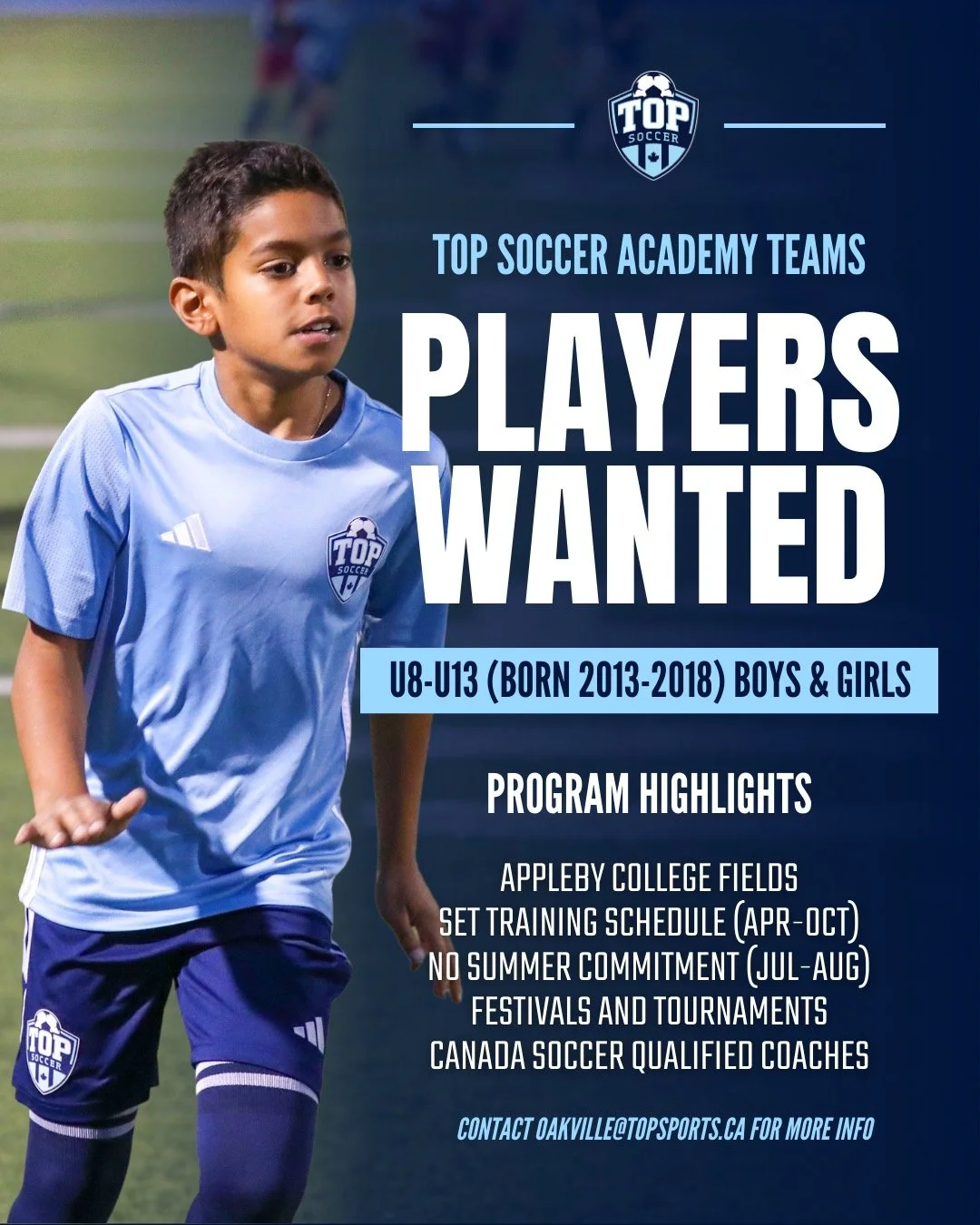 📣 TOP Soccer is looking for players to join our competitive Academy Teams for the 2026 outdoor season!

Teams Offered
🔹 U8-U13 (2013-2018) Boys &amp; Girls

For the Outdoor 2026 Season, TOP Soccer will be offering competitive teams from U8-U13 feat