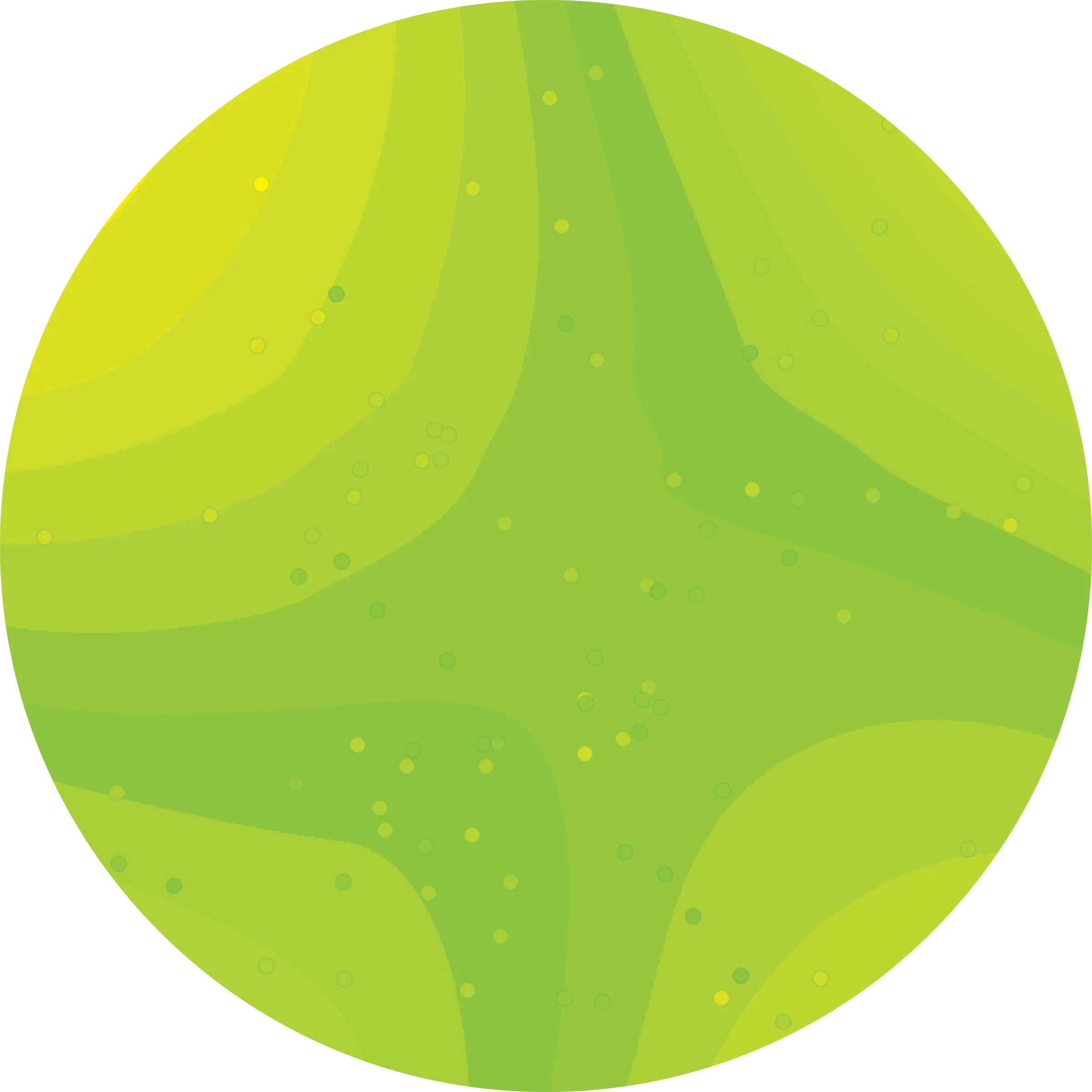 Close-up of a bright green tennis ball with textured surface and yellow and darker green pattern.