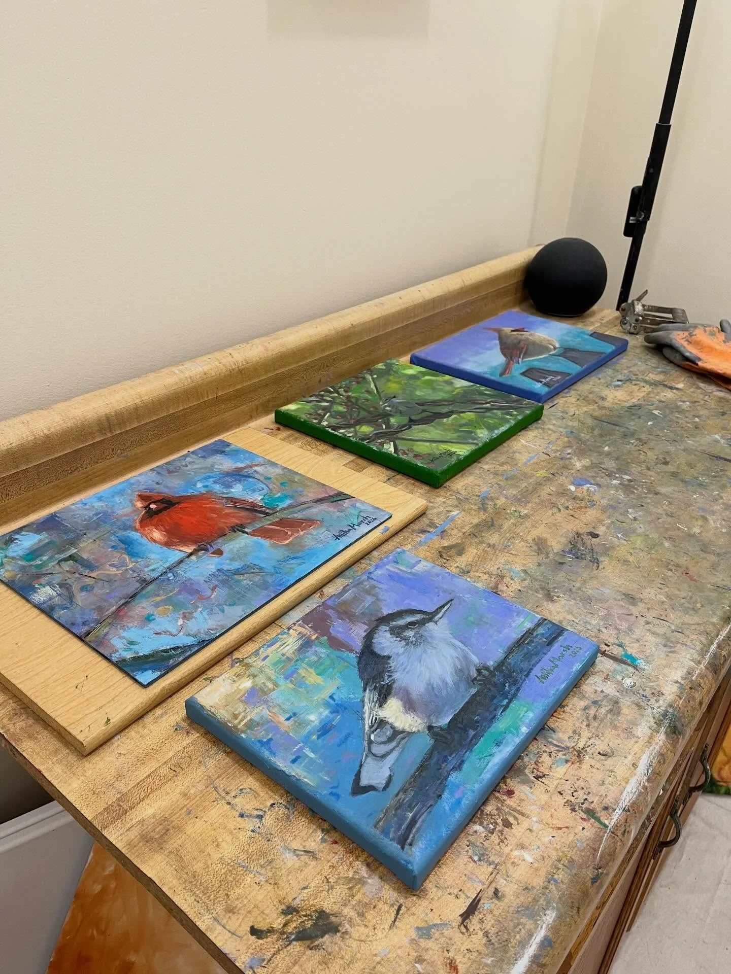 Happy 2026 🎉 I&rsquo;m very excited to refresh with a new year and paint more. Here&rsquo;s a quick studio update. I have some new paintings drying at the moment, one flying birdo in progress, and more paintings to come! Swipe ➡️ to the end to see a