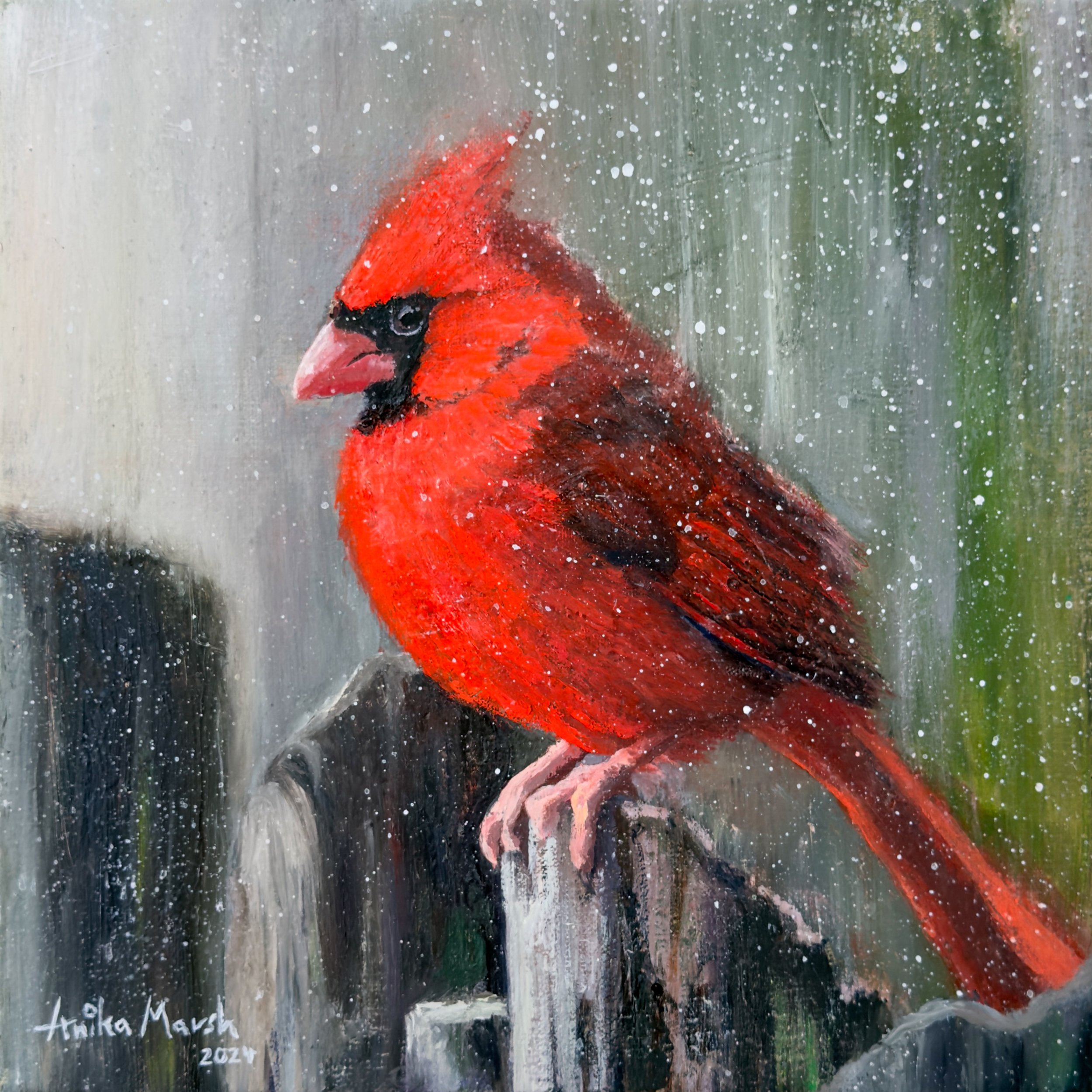 'Crimson Solitude in Winter's Embrace' Limited Edition Print