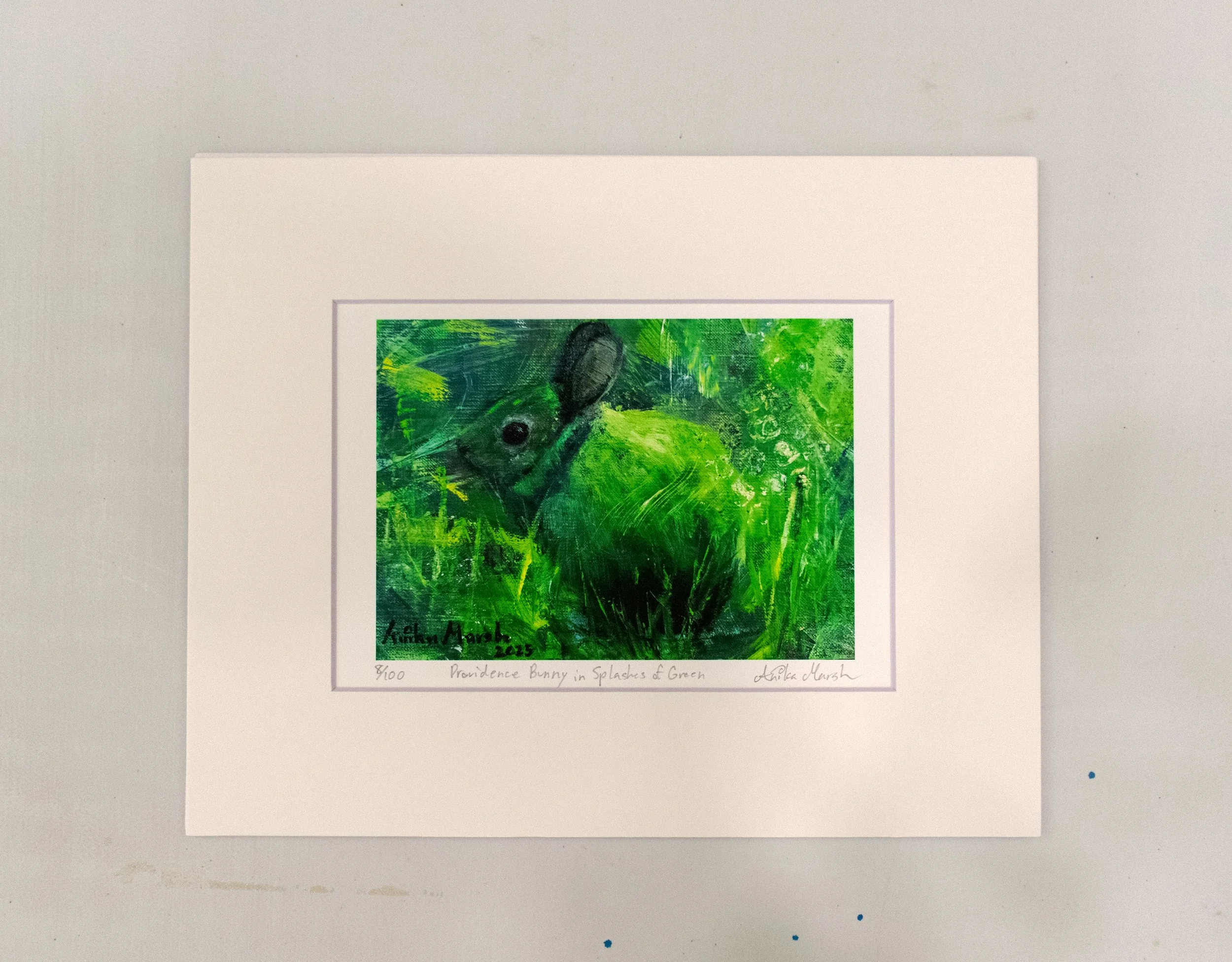'Providence Bunny in Splashes of Green' Limited Edition Print