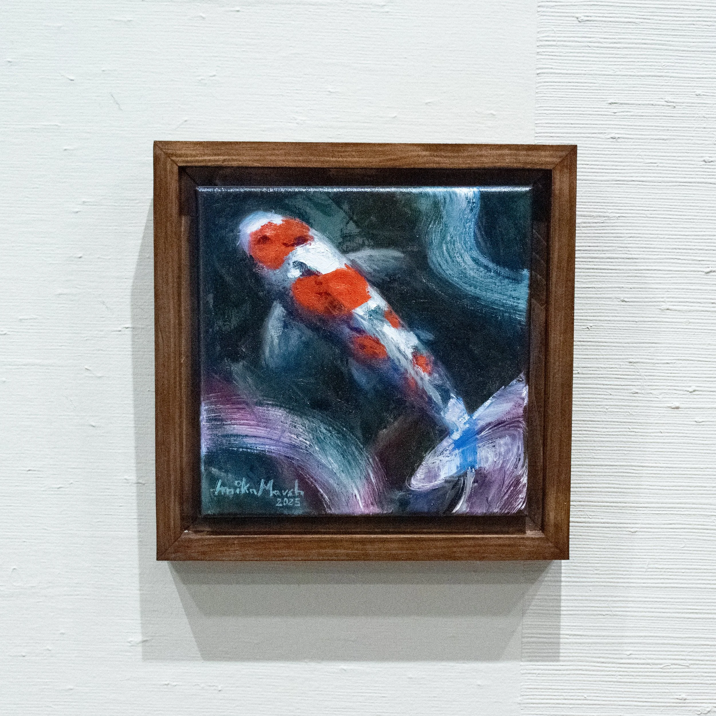 'Ruby Scales in Magenta Waves' Original Oil Painting