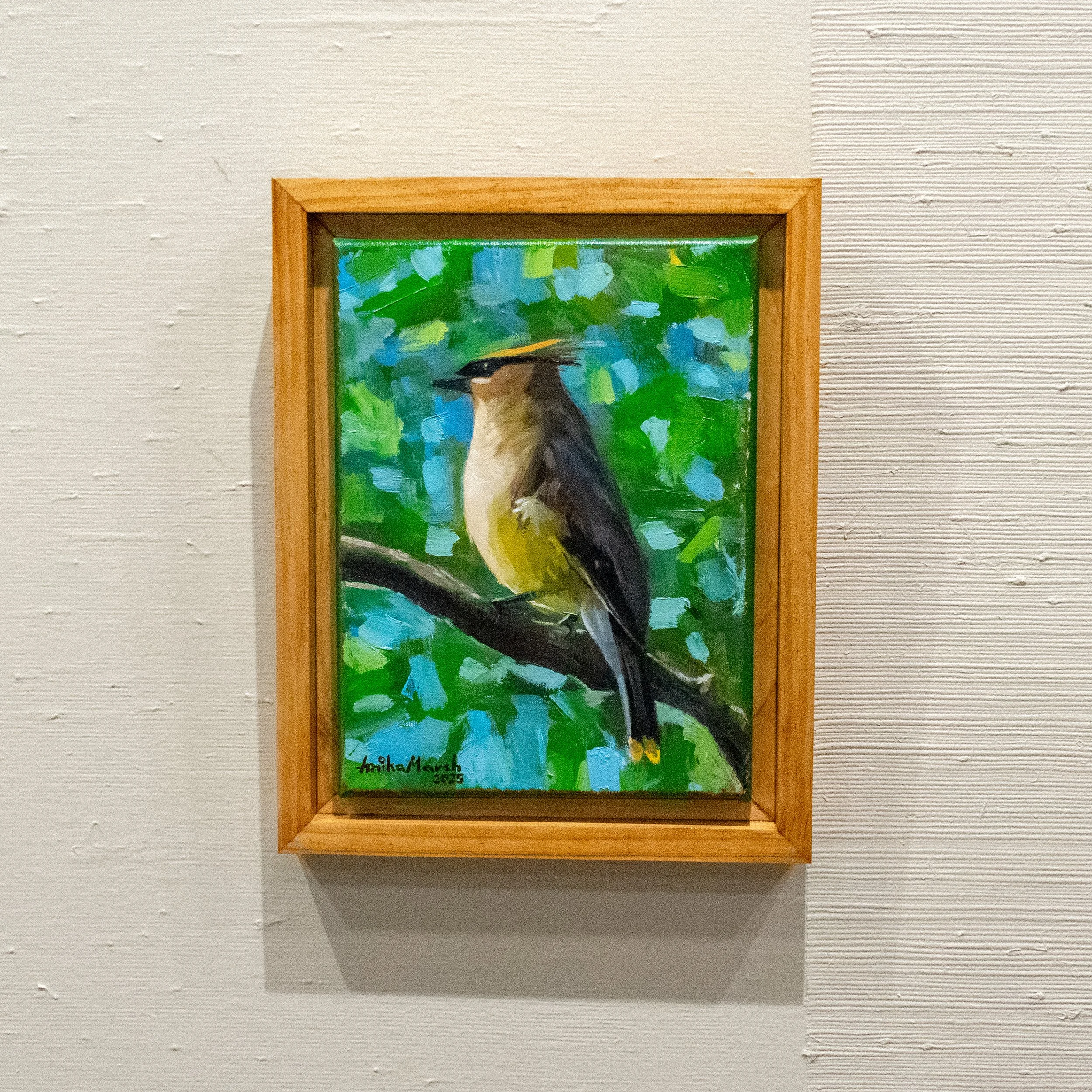'Cedar Waxwing in Maine' Original Oil Painting