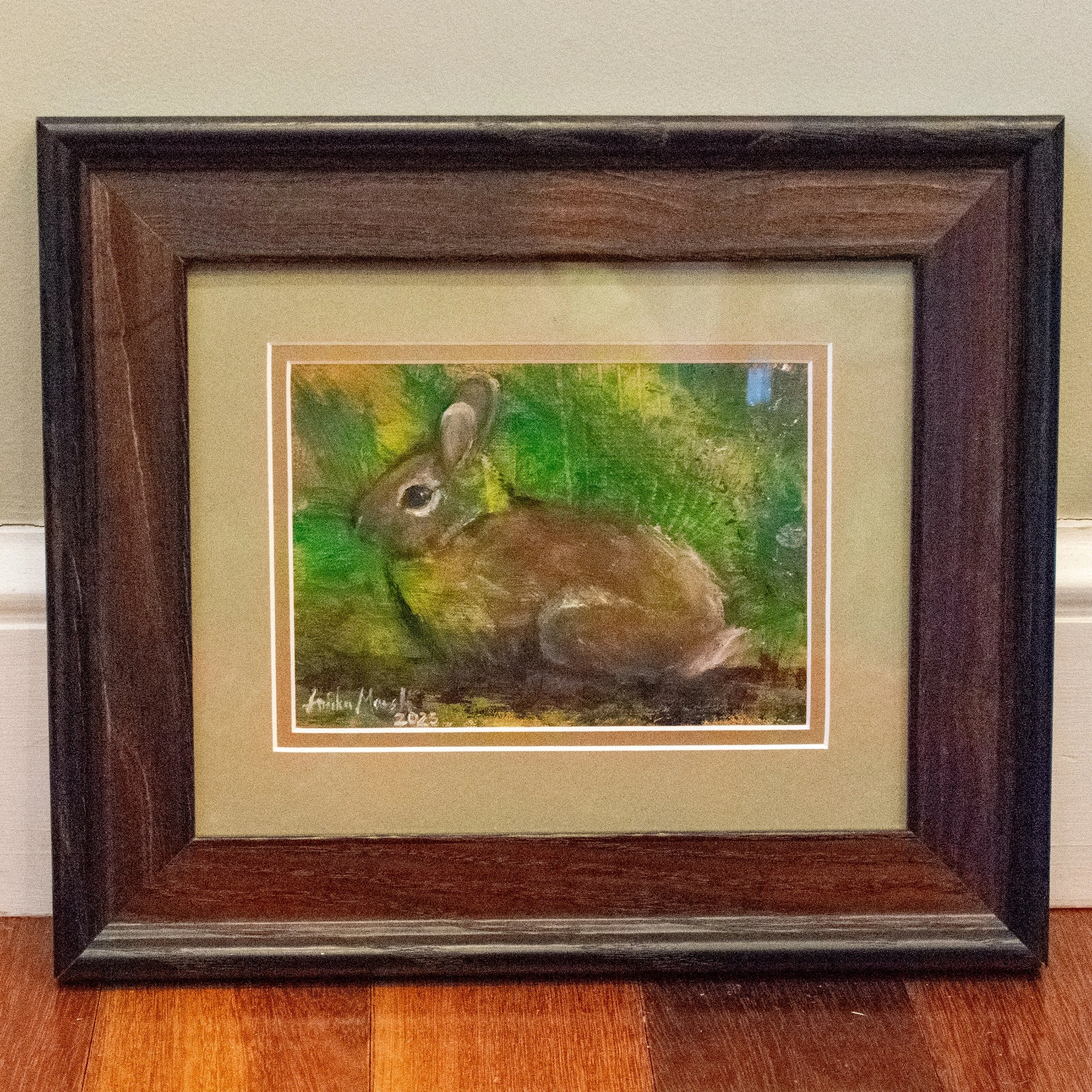 'Providence Bunny in Shades of Brown and Green' Original Oil Painting
