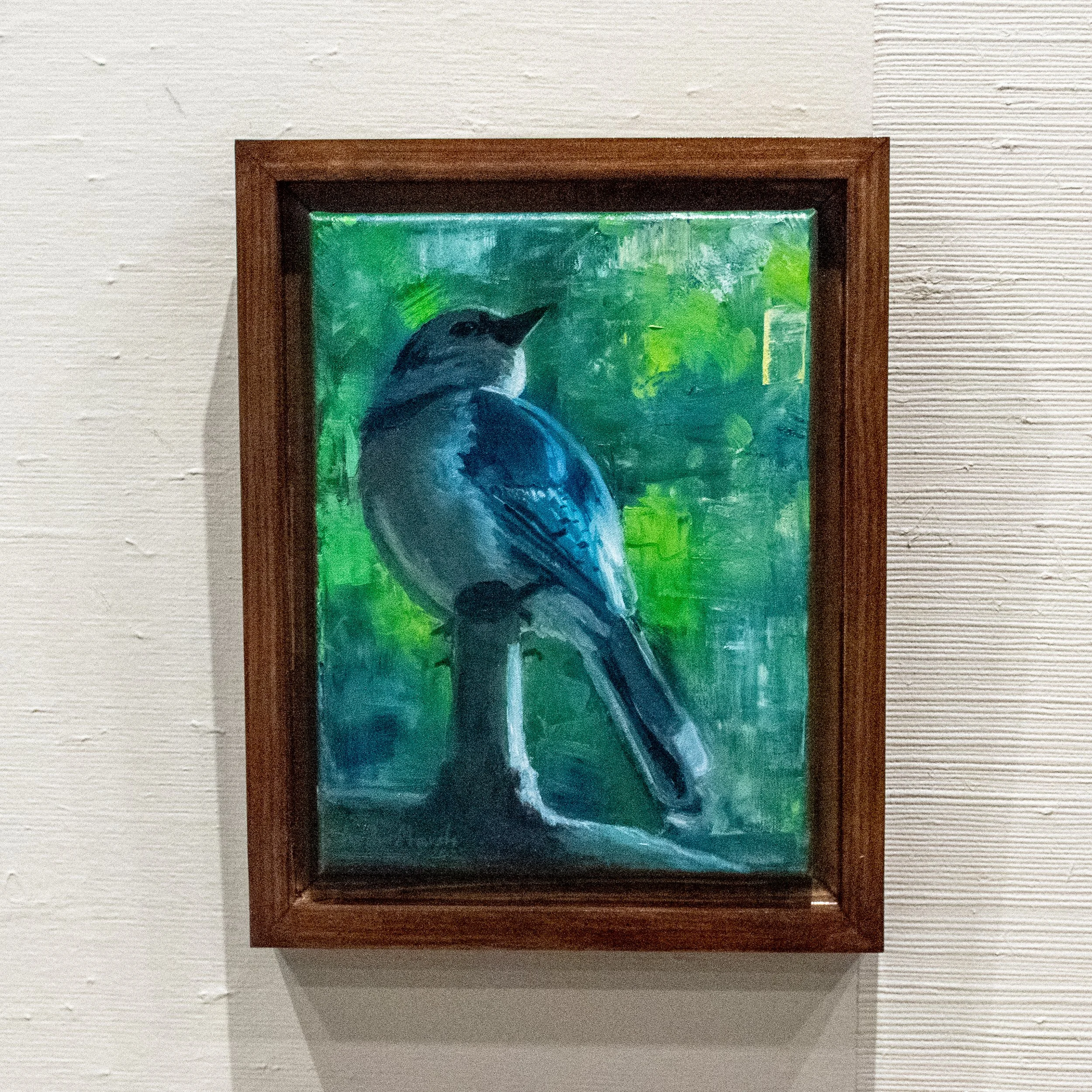 'Cerulean Gaze in Emerald Wonders' Original Oil Painting