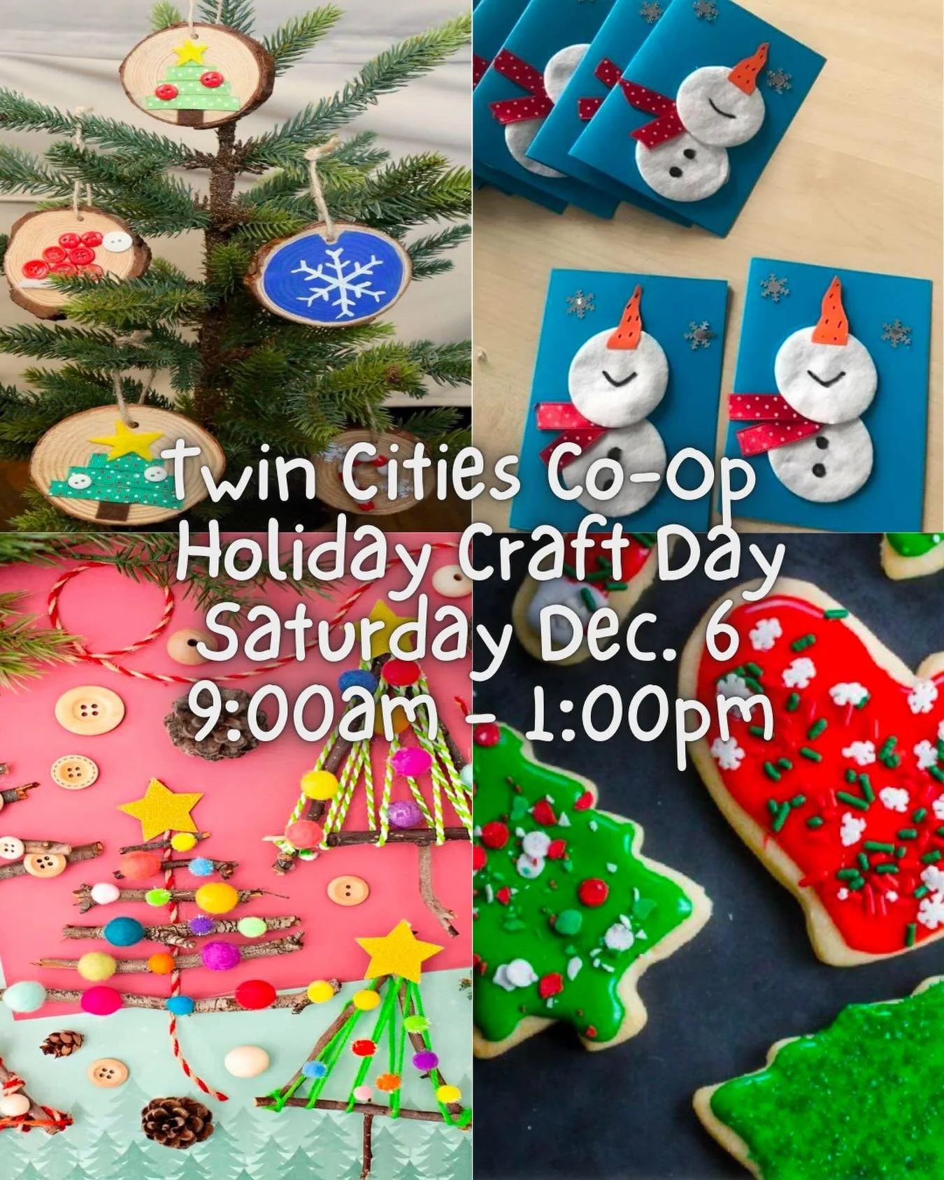 Your kids (preschool through 2nd grade) are invited to the Twin Cities Co-operative Preschool&rsquo;s Holiday Craft Day this Saturday December 6th from 9:00 am to 1:00 pm at 56 Mohawk Avenue in Corte Madera. 

Join us as we transform our school into 