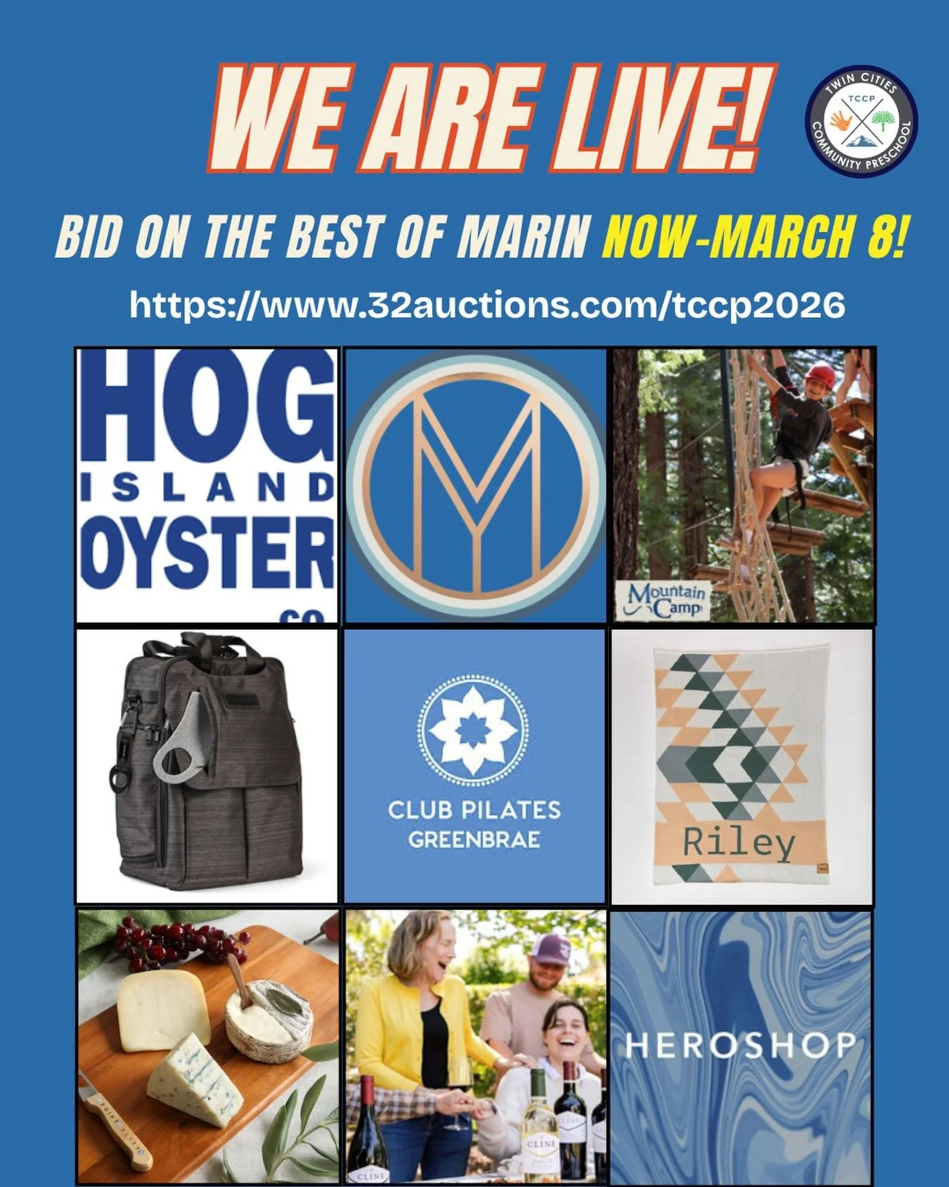 🎉 It&rsquo;s Time to Bid! The TCCP Online Auction is LIVE 🎉

Now through March 8 at 9:00 PM, place your bid on 150+ items valued at over $27,000 and support our community preschool thrive!

From summer camps and kids&rsquo; enrichment to incredible