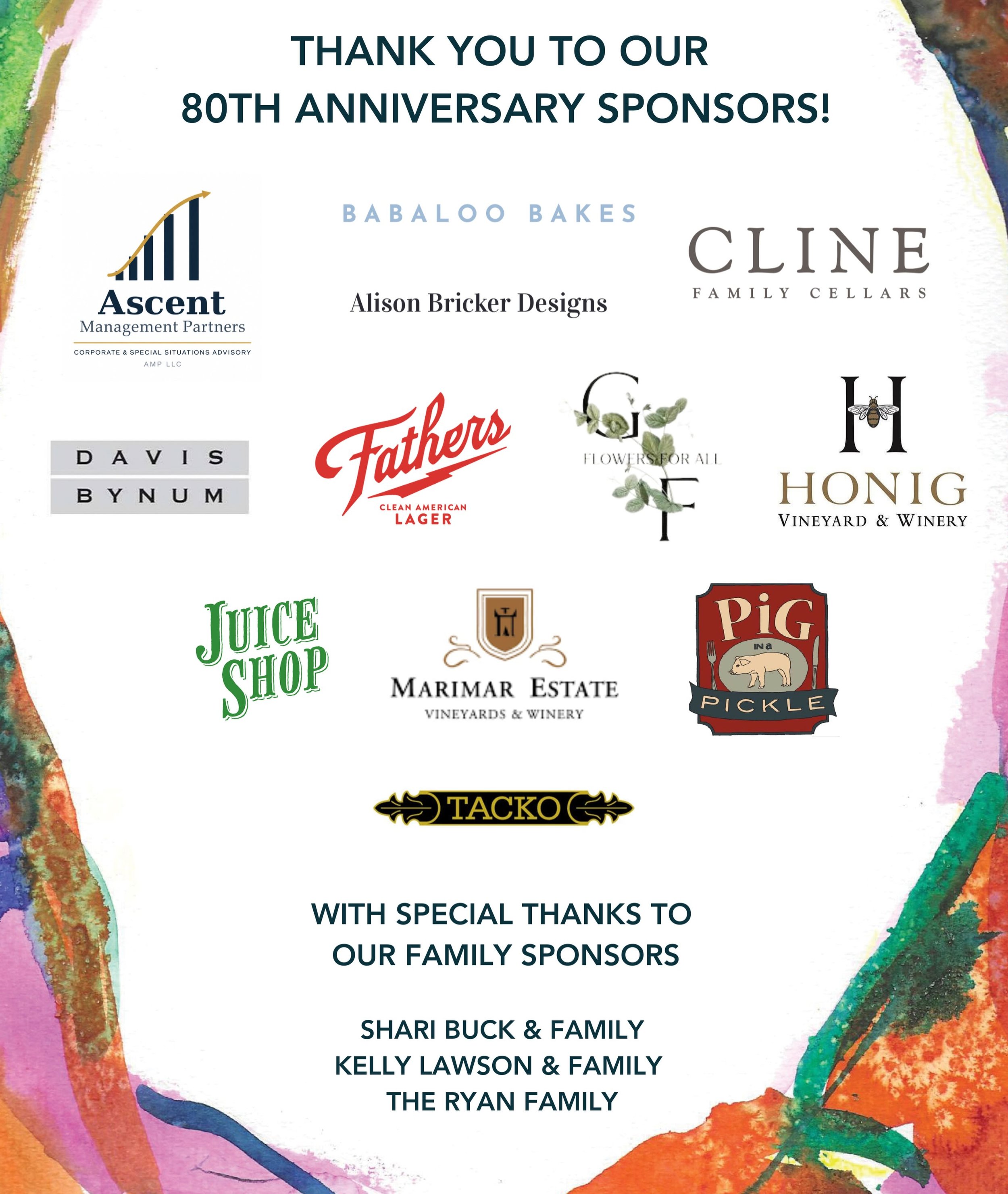 ❤️🎉 A HUGE THANK YOU TO OUR INCREDIBLE 80TH ANNIVERSARY SPONSORS!

We&rsquo;re just TWO DAYS away from TCCP&rsquo;s 80th Anniversary Celebration, and we couldn&rsquo;t let this milestone pass without recognizing the amazing businesses, families, and
