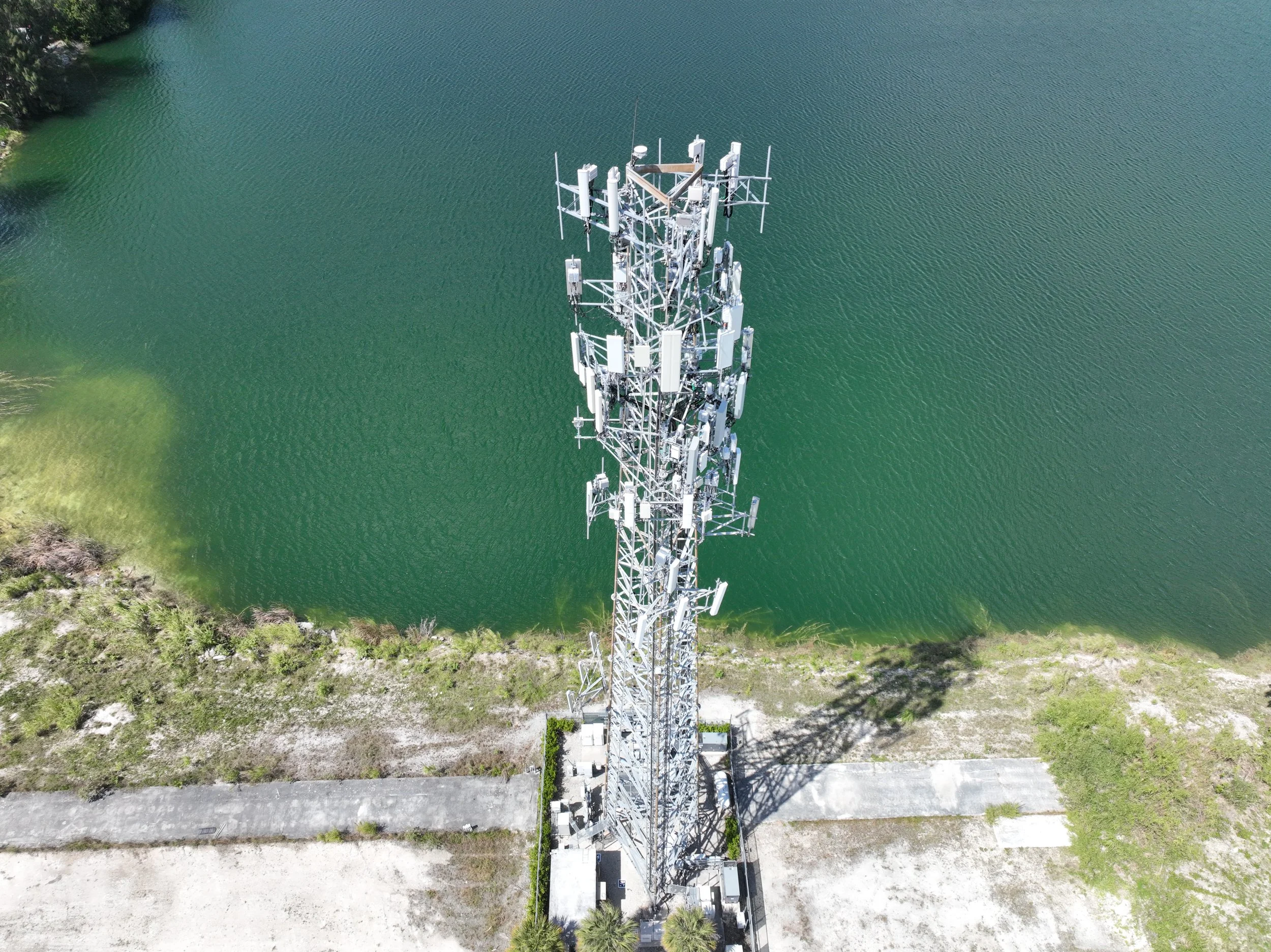 Self-support lattice cell tower inspection in South Florida — aerial documentation by SAIRS
