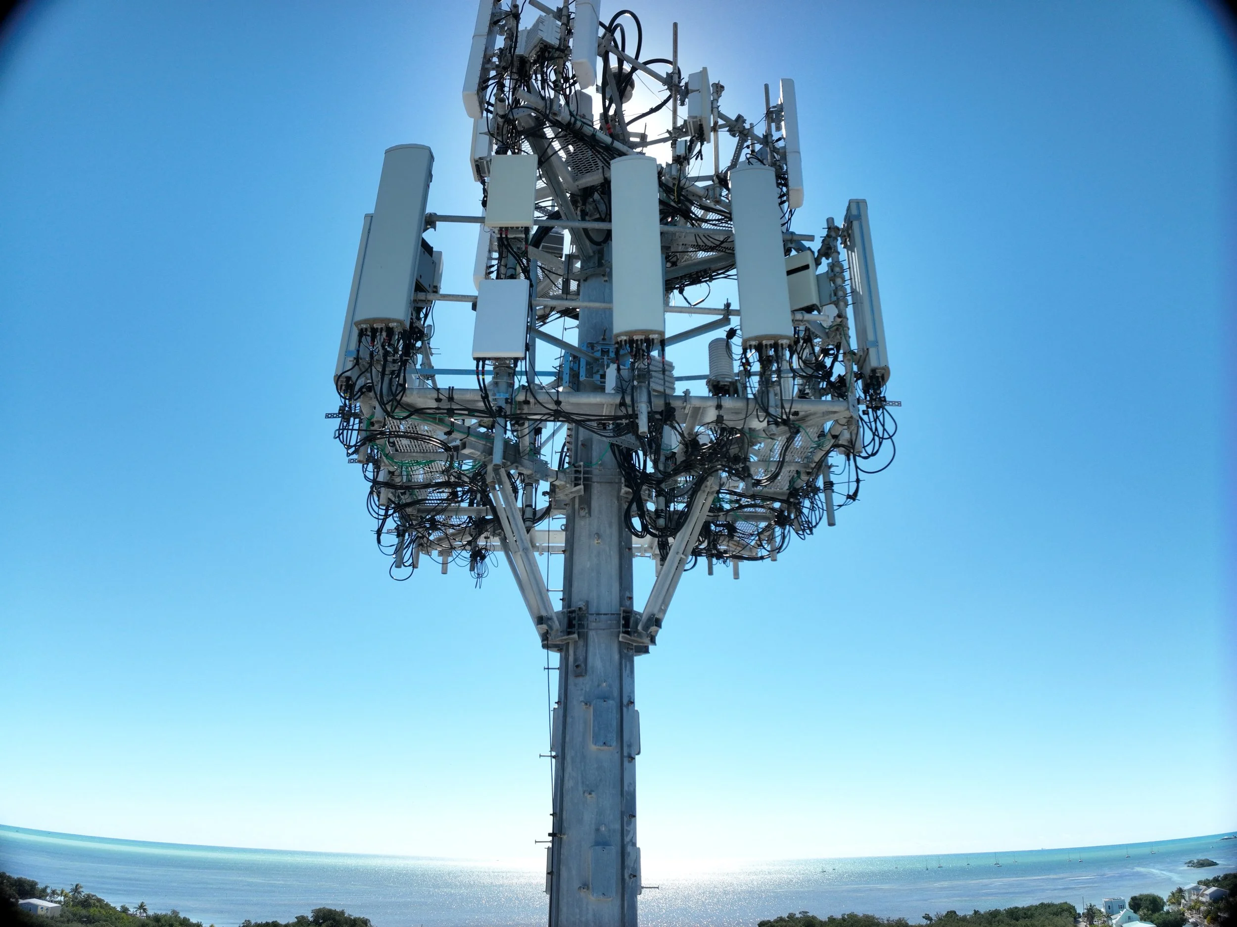Outlook view of RAD antenna array during cell tower drone inspection — SAIRS South Florida