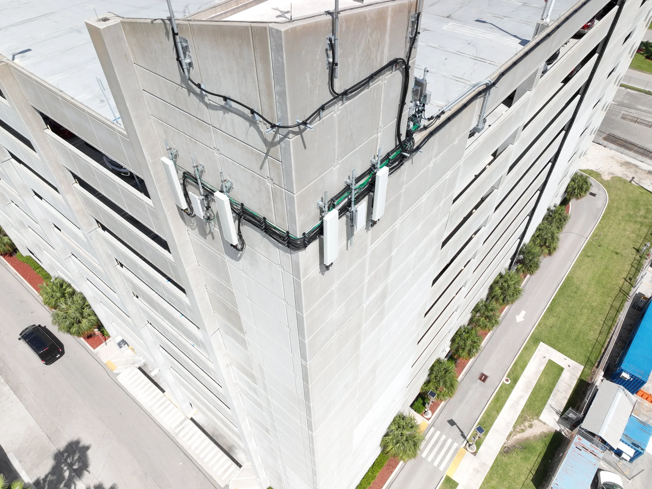 Rooftop antenna installation inspection in Miami — SAIRS drone documentation FAA Part 107