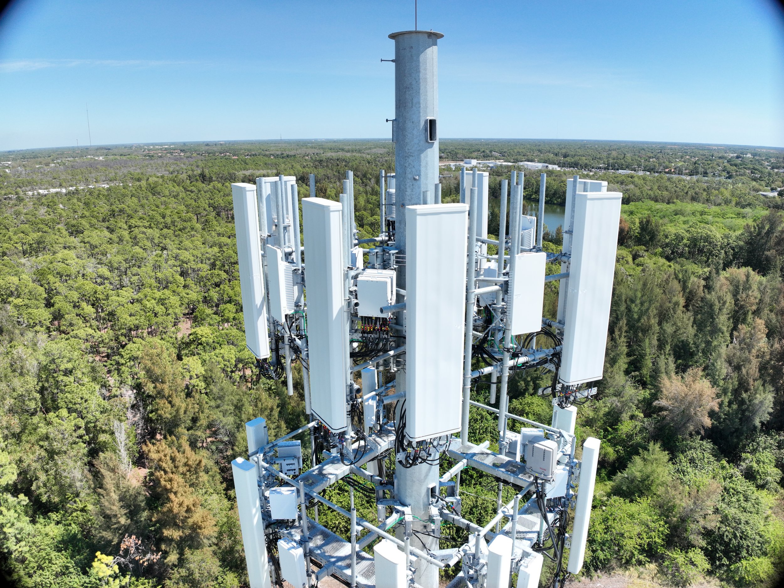 Center shot of RAD antenna array — cell tower inspection by SAIRS Miami using DJI Mavic 3E