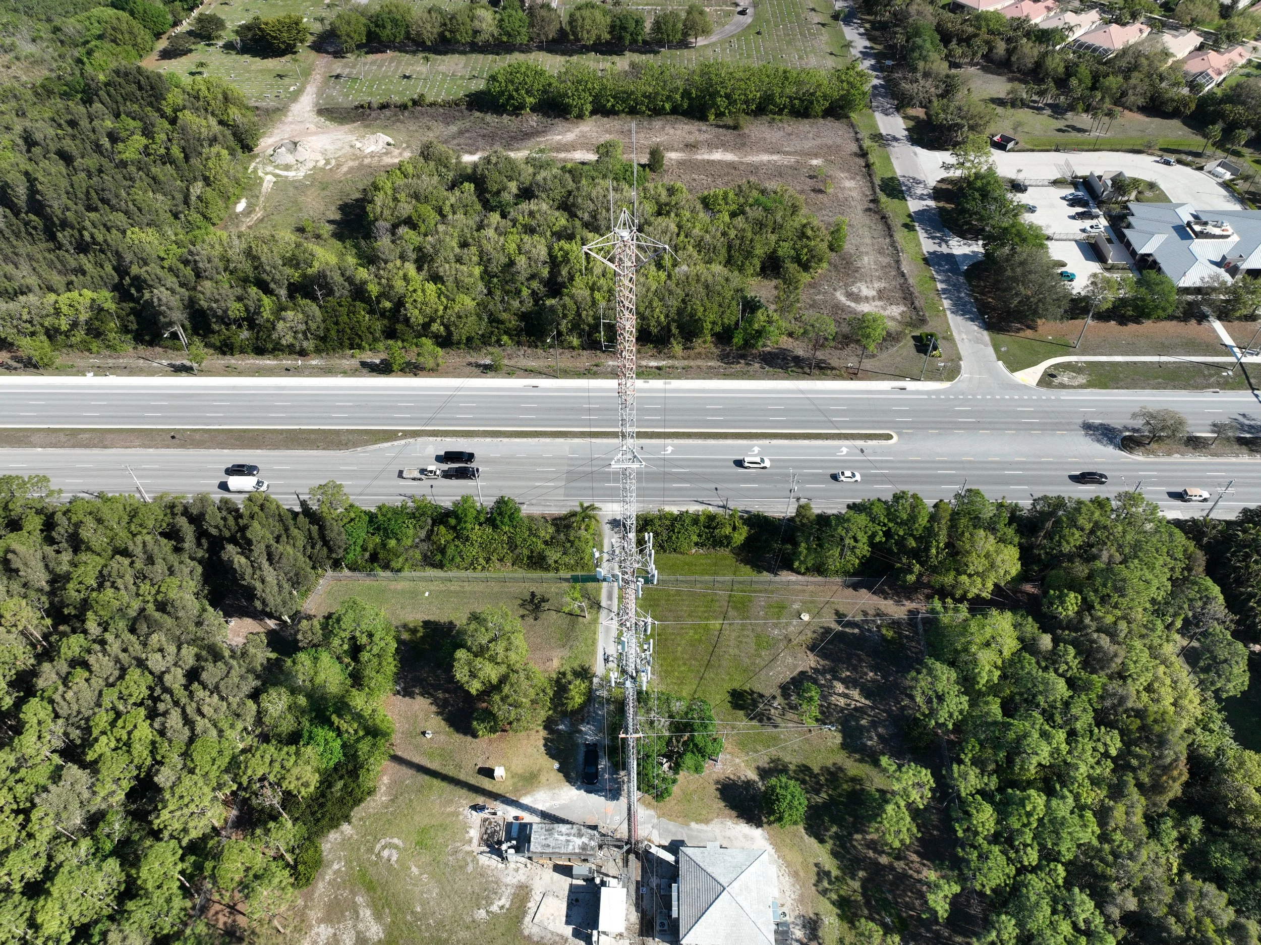 Guyed cell tower inspection in South Florida — drone survey by SAIRS using DJI Mavic 3E