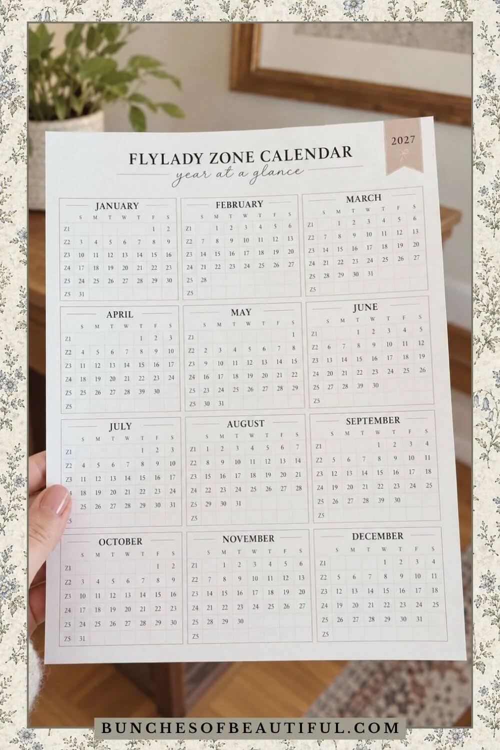 2027 FlyLady Zone Calendar + Free Printable