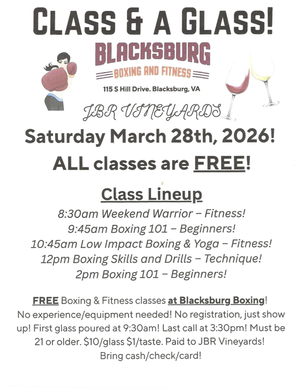 Class &amp; A Glass! Boxing + Wine Day