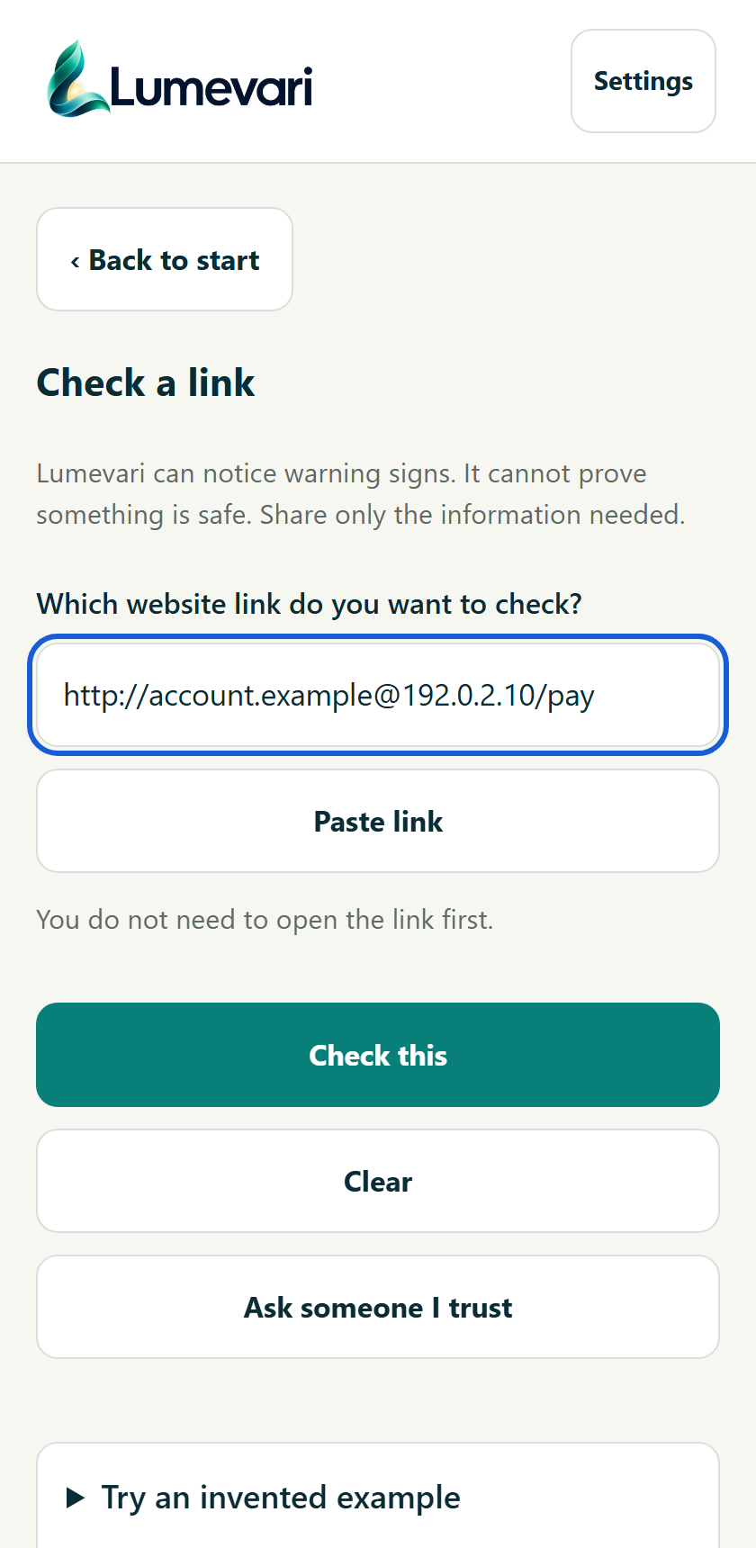 Add the address without opening it. Rendered review UI; invented example.
