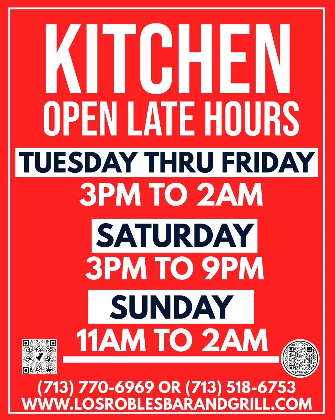 We have now extended out full kitchen hours! So now you can get late night wings, burgers, enchiladas , and more til 2am.