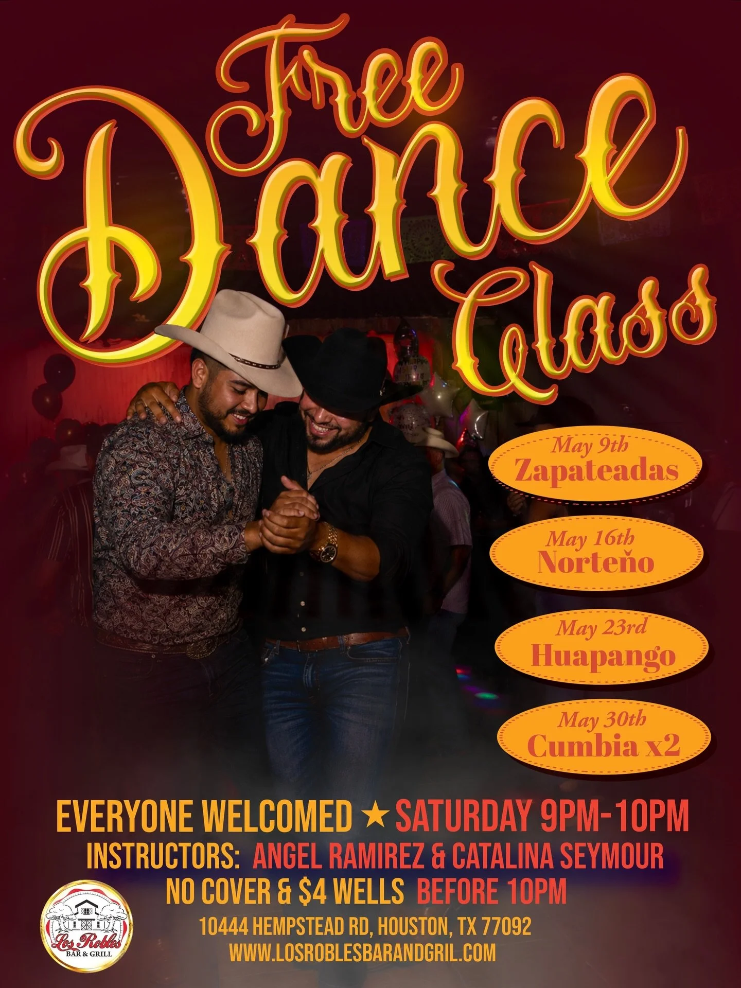 🔥 MAY AT LOS ROBLES 🔥

Your weekly lineup is stacked all month long at Los Robles 💃🕺
From dance classes and karaoke to tropical nights and Houston&rsquo;s hottest male revue&hellip; there&rsquo;s something every night of the week.

🌴 Tuesday &md