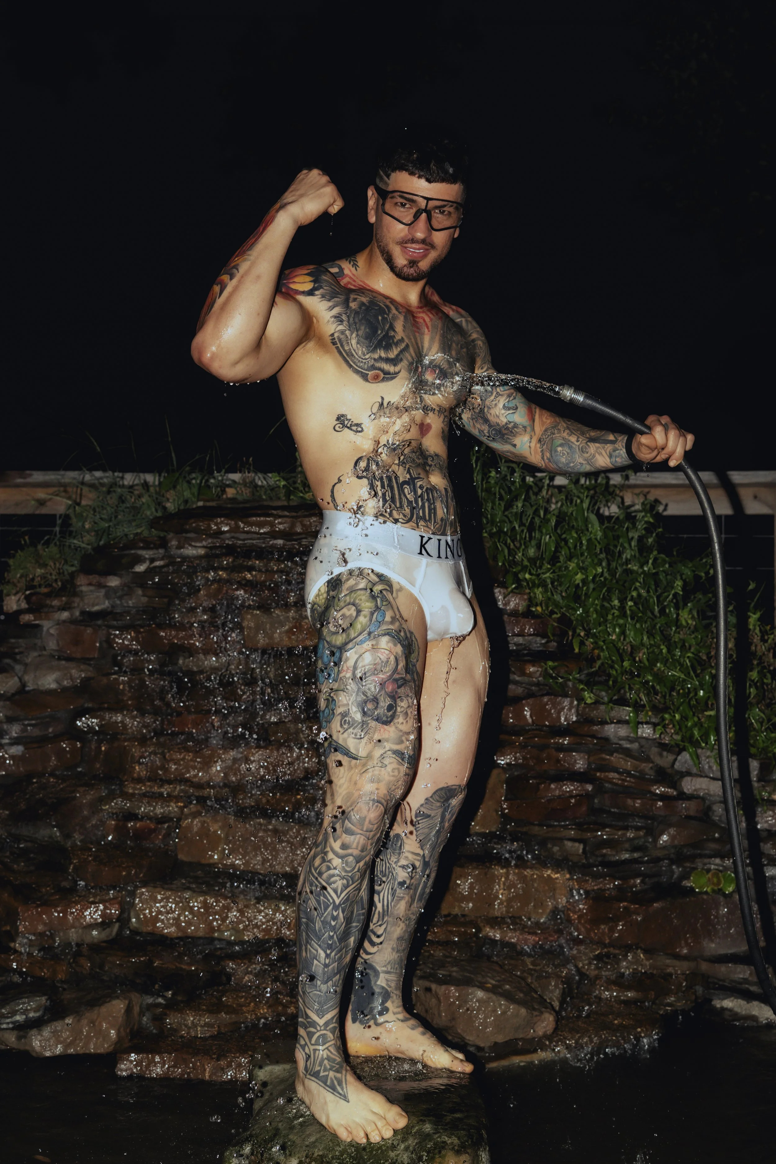 Male dancers performing in the Friday night DESNUDO all-male revue at Los Robles Latin gay bar in Houston, Texas.