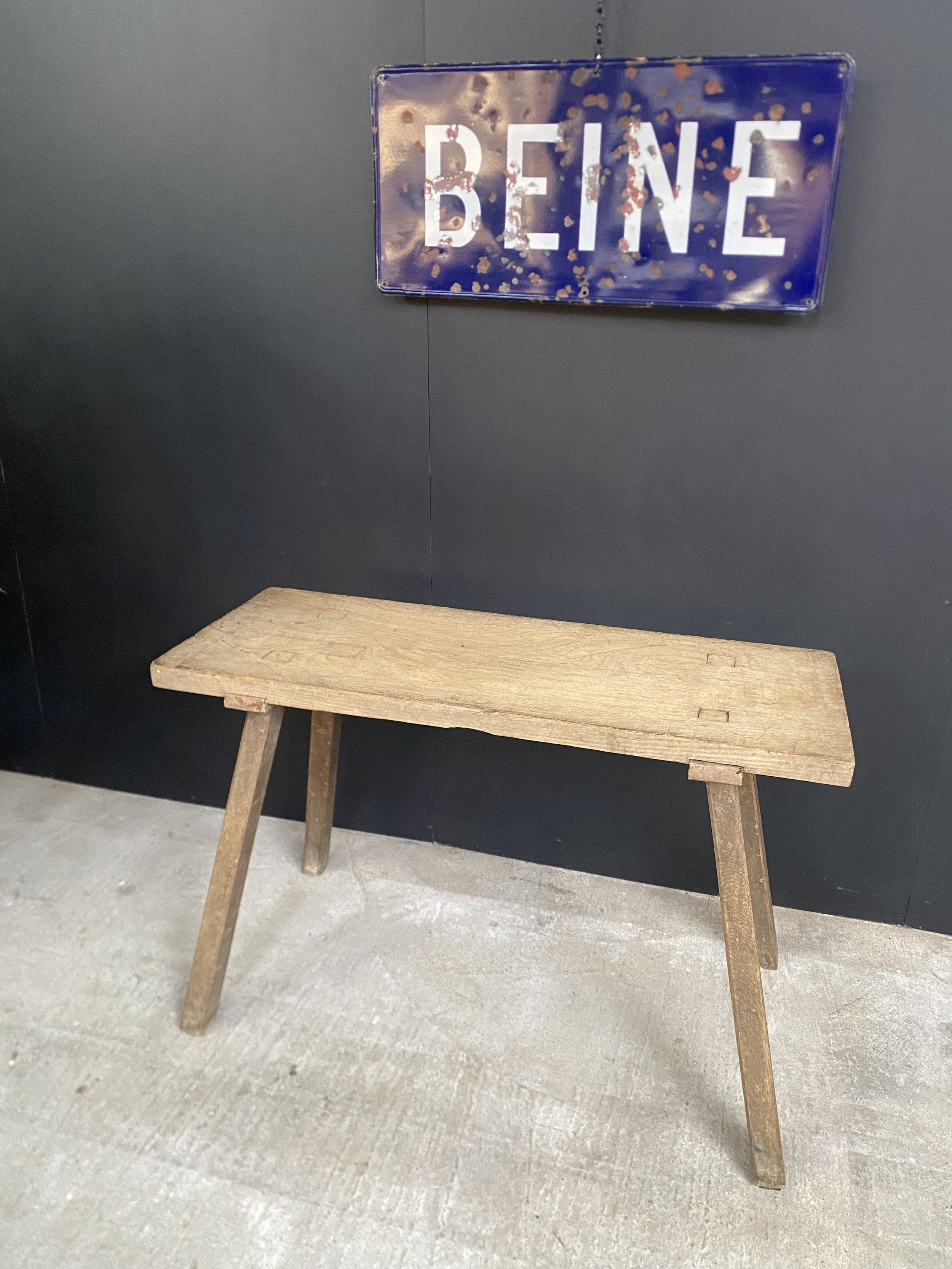 1890's console Primitive peg leg Rustic Butcher Block Table Console France shop online So Vintage L'original Antiques Antique New Zealand NZ .jpg