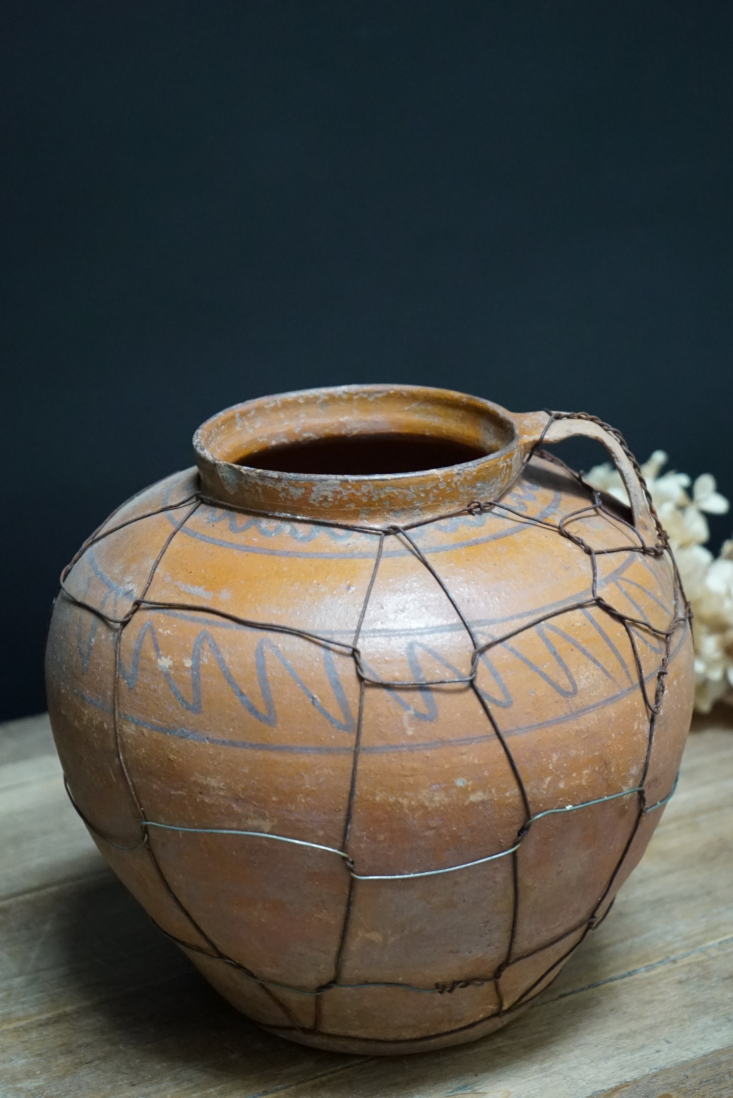 Terracotta Wire Pot From Romania Circa 1930's So Vintage Shop Online L'original Antiques Hawkes Bay