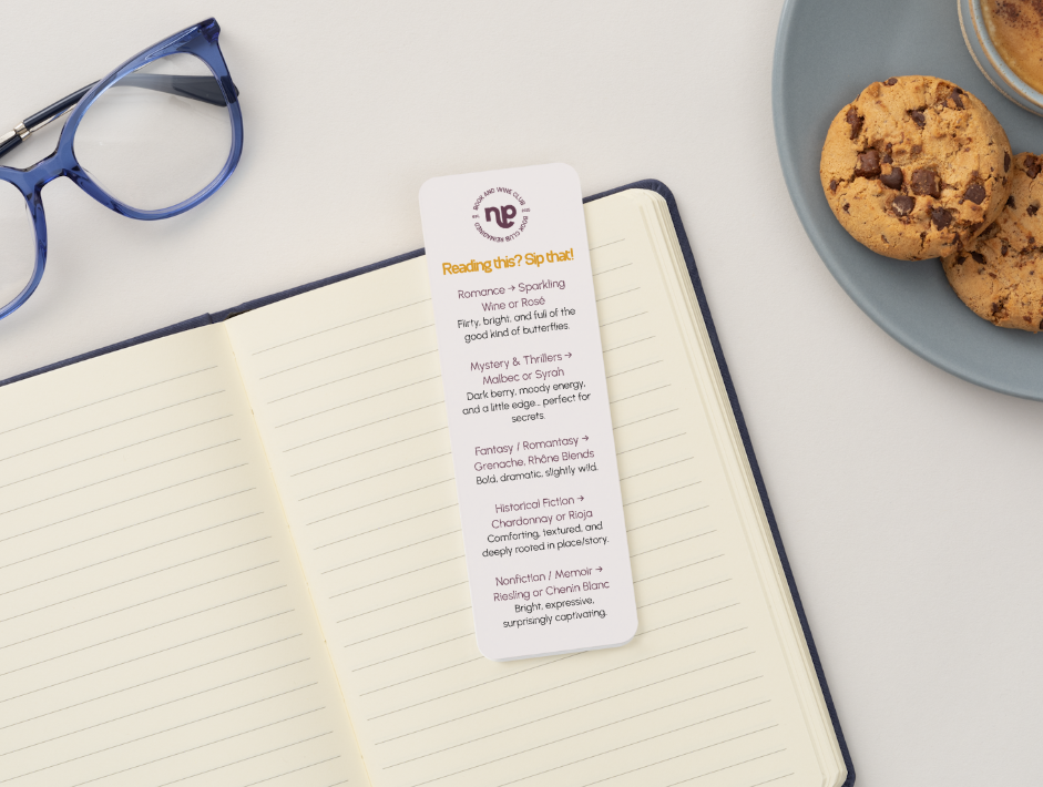 "Reading This? Sip That!" Bookmark with Book + Wine Pairing Guide