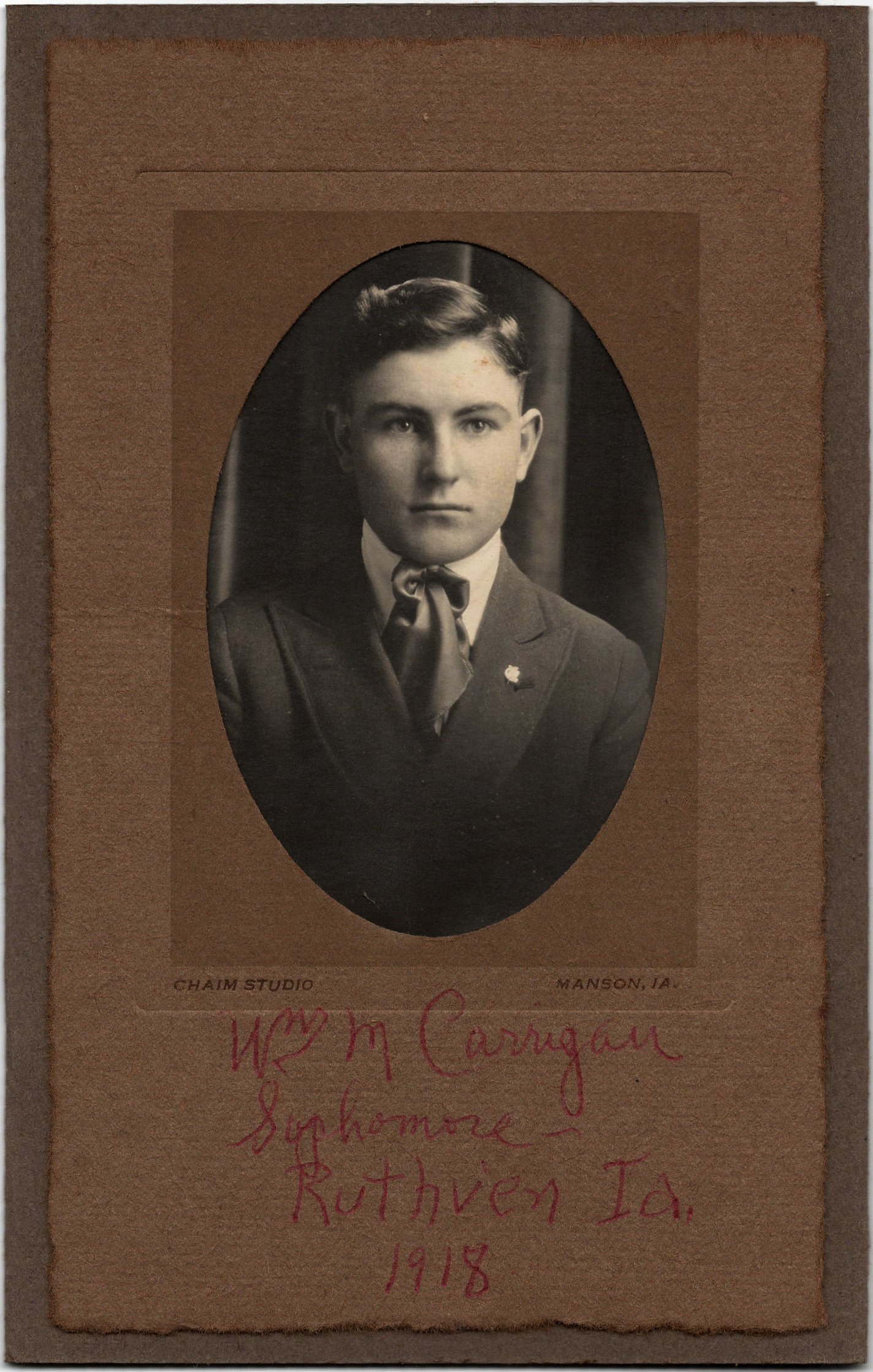 William Carrigan, aged 15 (1918).