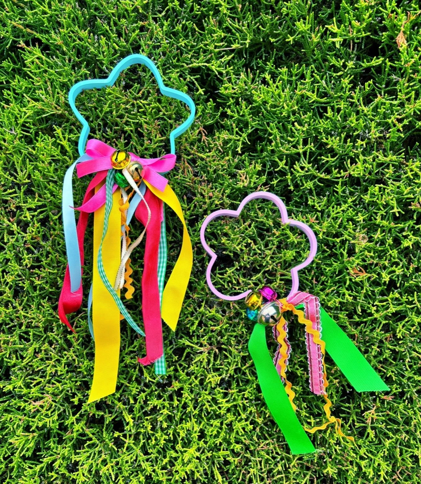 These DIY tambourines were initially inspired by a young sound seeker in our family, and the desire to make something that was both pretty and sensory. 

The bases were designed and 3D printed in-house by Mr. Craft Club, and we encouraged little crea