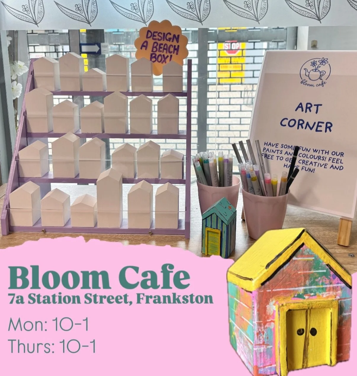 We&rsquo;ve partnered up with @bloomcafefrankston to offer some free self led crafting opportunities! 

A donation based cafe operated by people with disabilities - its purpose is offering community members an incredible space to connect 💕. 

Head i