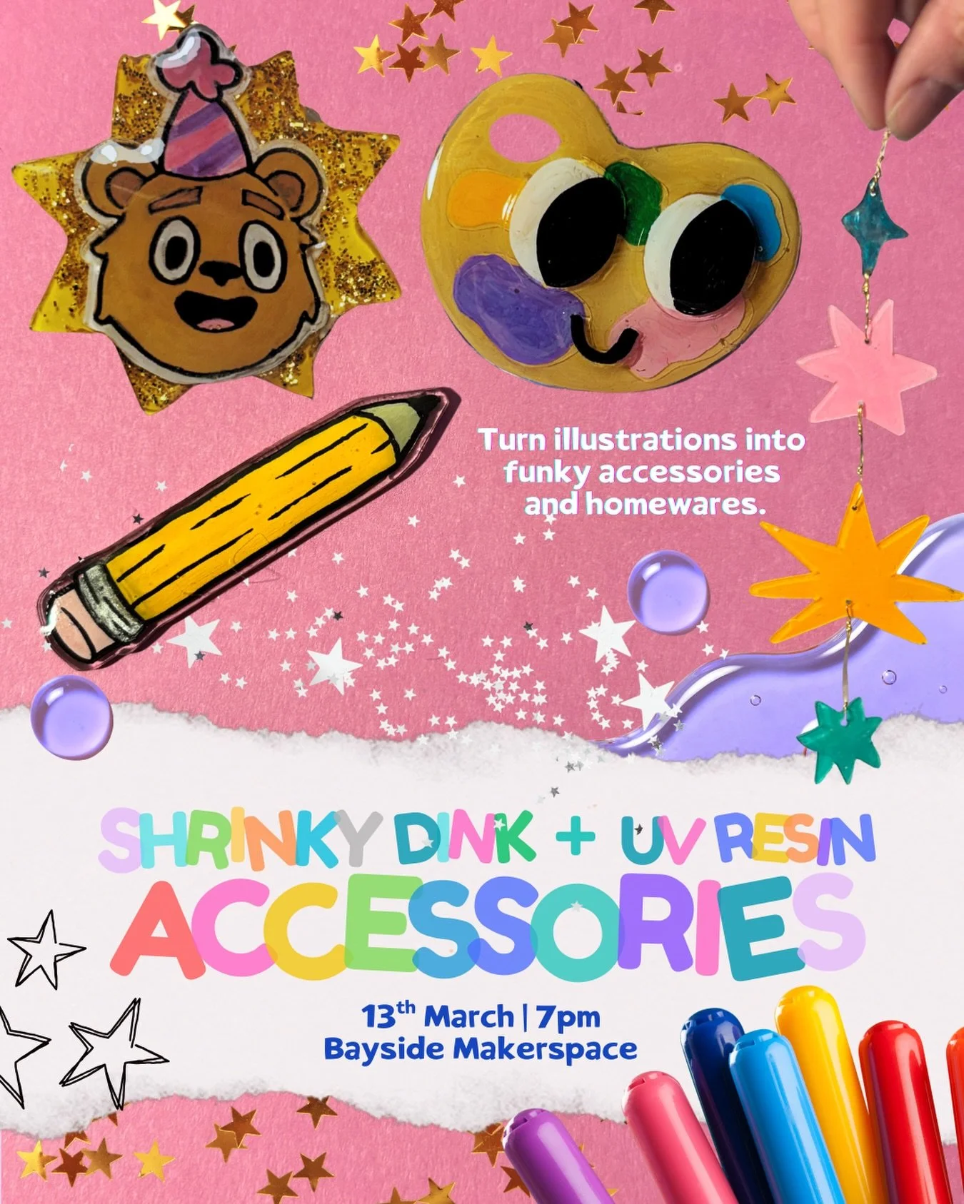 Our next workshop is live and we&rsquo;d love you to join us!

We&rsquo;re combining the childhood classic of Shrinky Dinks with the polished look of UV resin to create one-of-a-kind charms, keychains, and jewelry. 

You&rsquo;ll design, shrink, and 