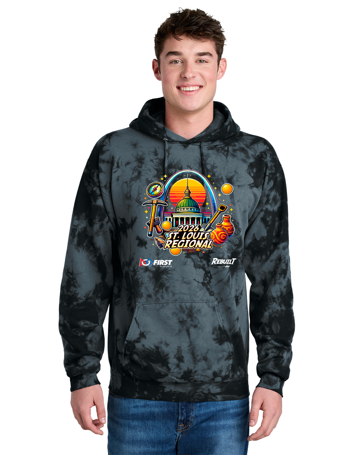 2026 STL Regional Tie-Dye Hoodie - Black / Silver