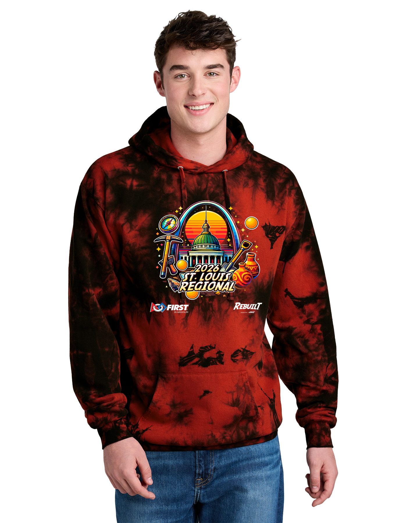 2026 STL Regional Tie-Dye Hoodie - Black / Red