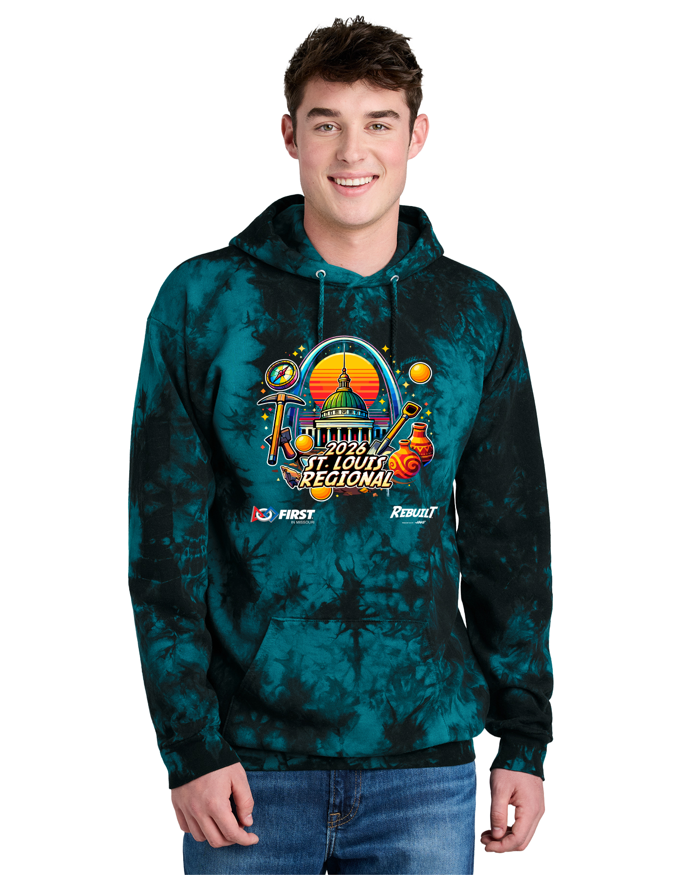2026 STL Regional Tie-Dye Hoodie - Black / Teal