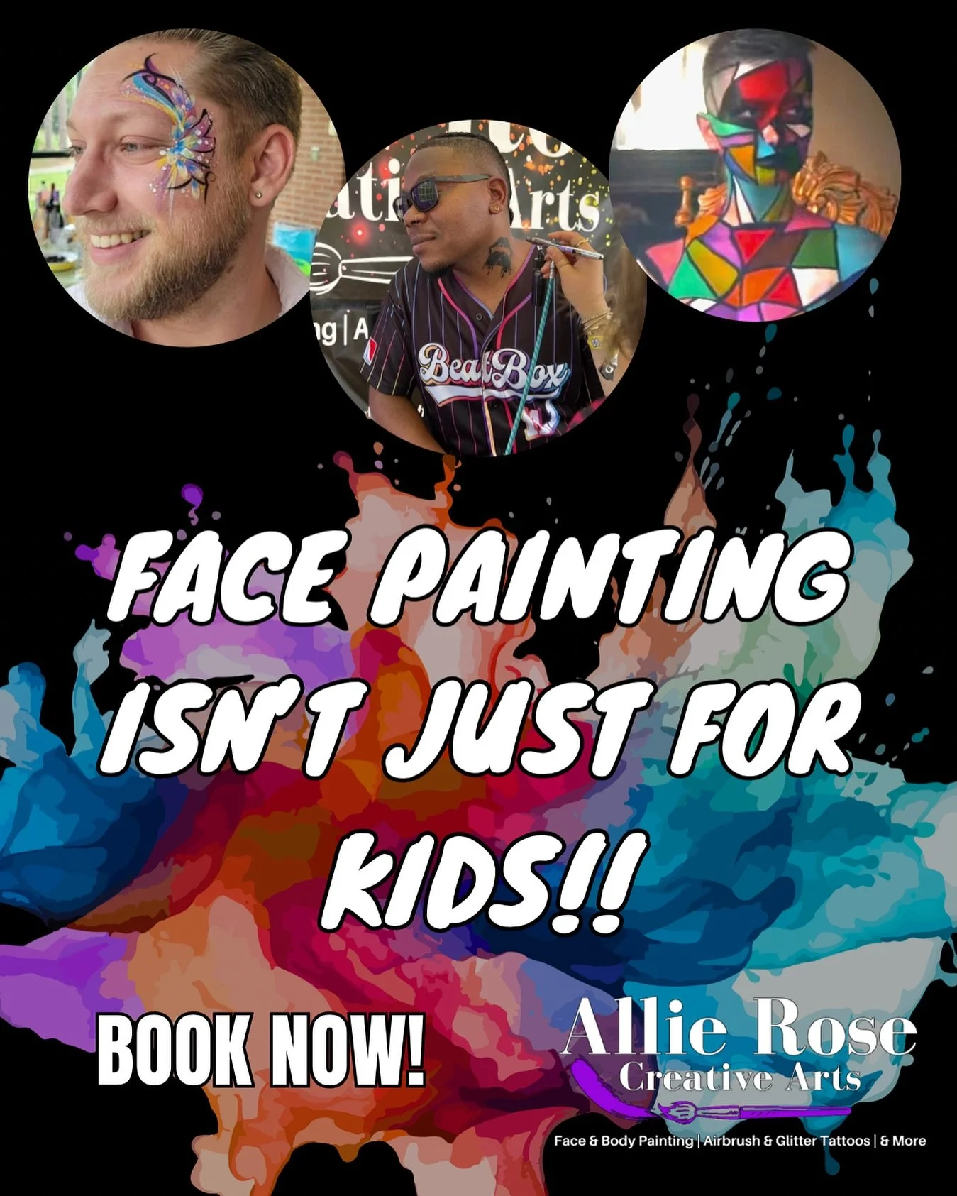 Face &amp; body art isn&rsquo;t childish!! It&rsquo;s expression and experience.

From festivals to corporate events, nightlife to community gatherings, we bring fun art that turns heads and starts conversations.

✨ Face Painting
✨ Body Painting
✨ Ai