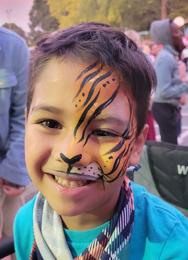 Half tiger face paint