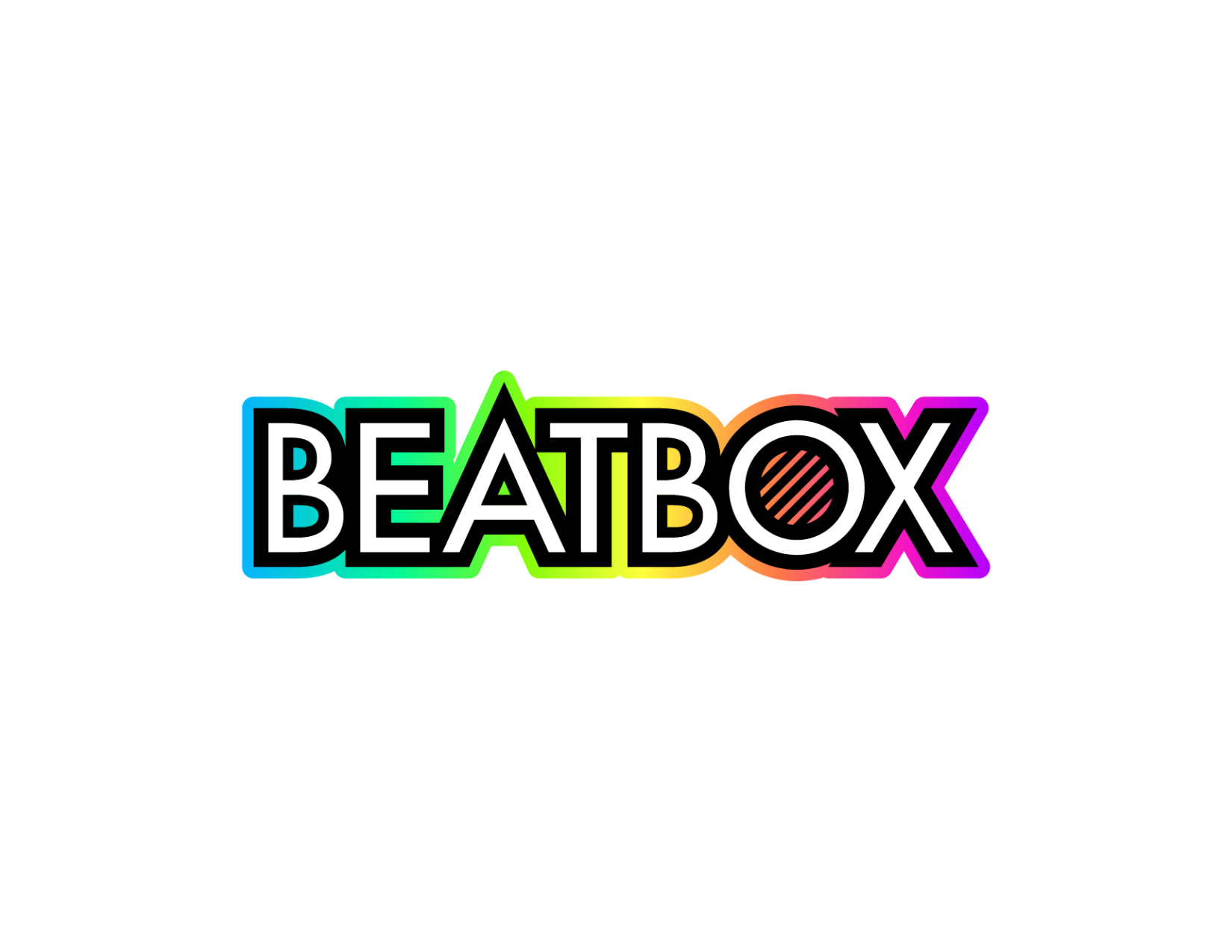 Colorful neon-style text reading 'BEATBOX' on a black background.