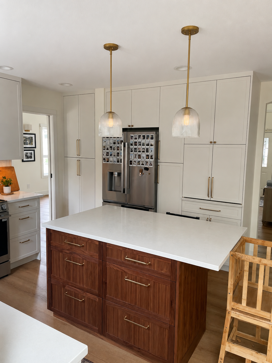 White Shaker with Walnut Island
